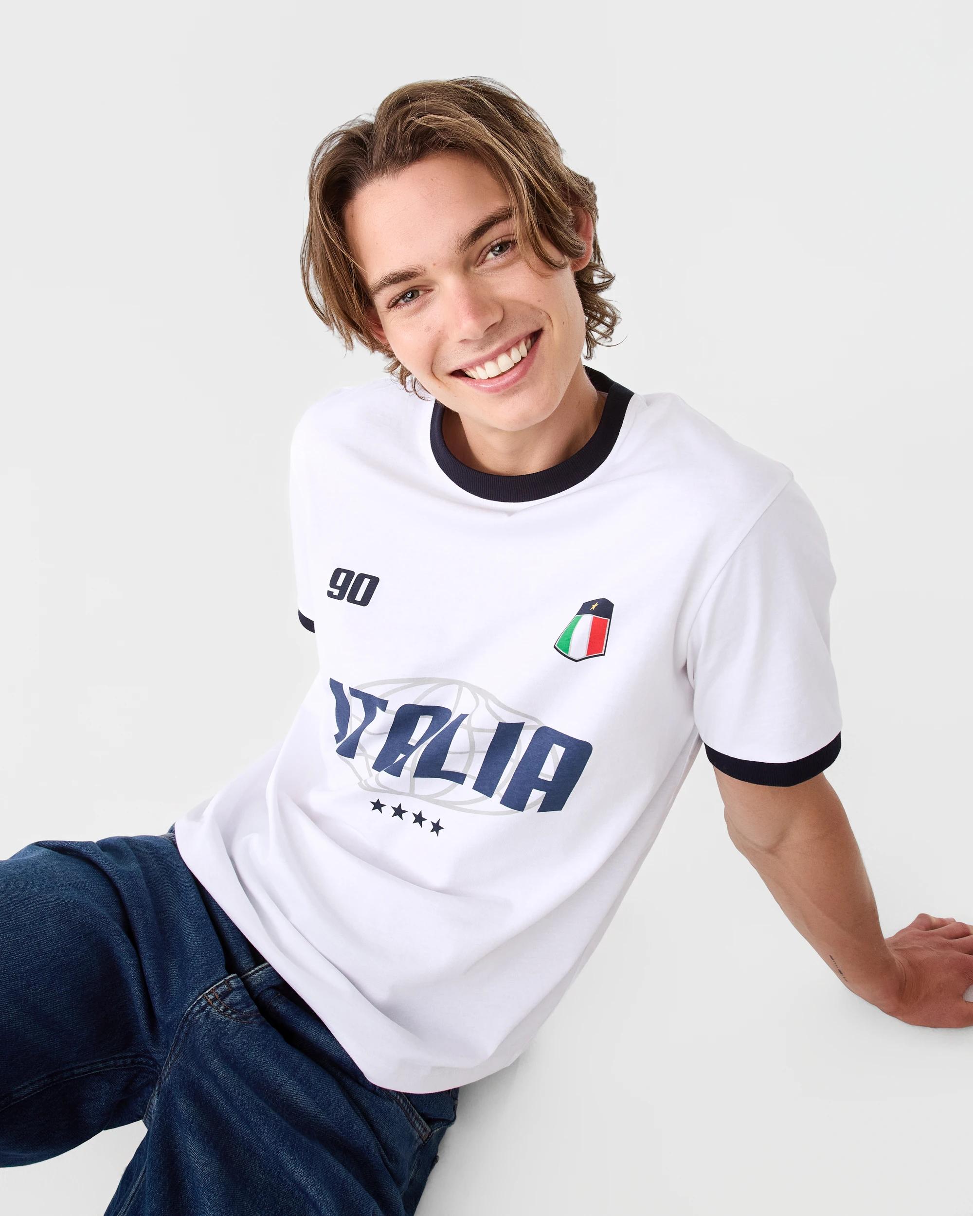 9 Ringer Print T-shirt Wht Italia, 9 of 10