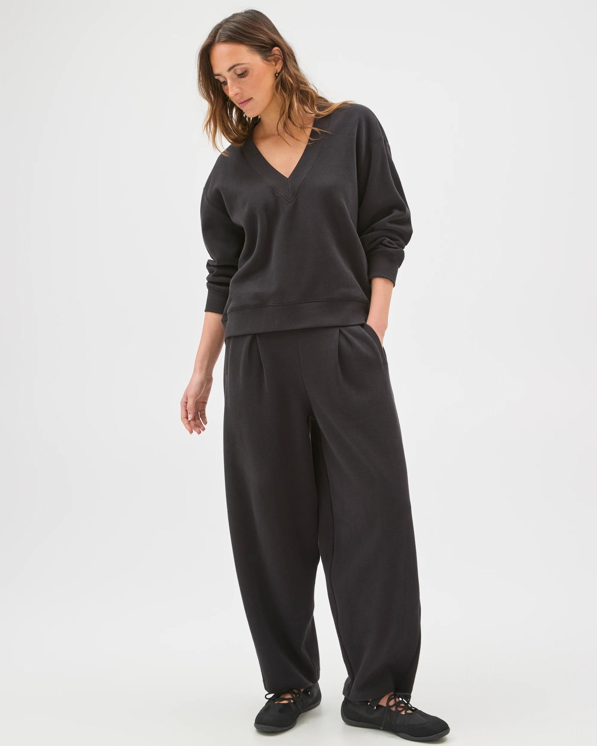 6 Target Active Australian Cotton Blend Sueded Rib V-Neck Jumper BLACK, 6 of 7