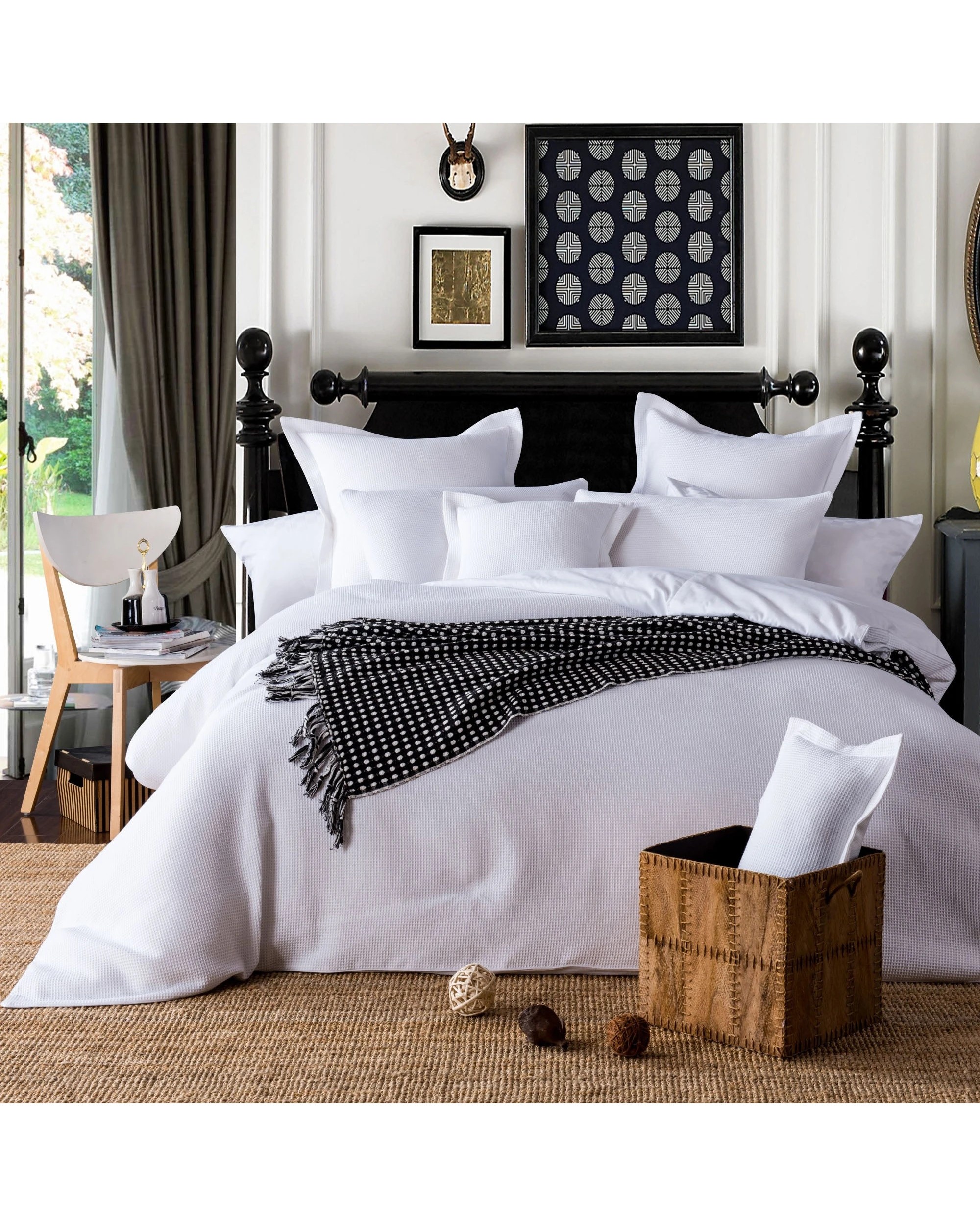 1 Cotton More 100% Premium Cotton Waffle Quilt Cover Set King - White, 1 of 5