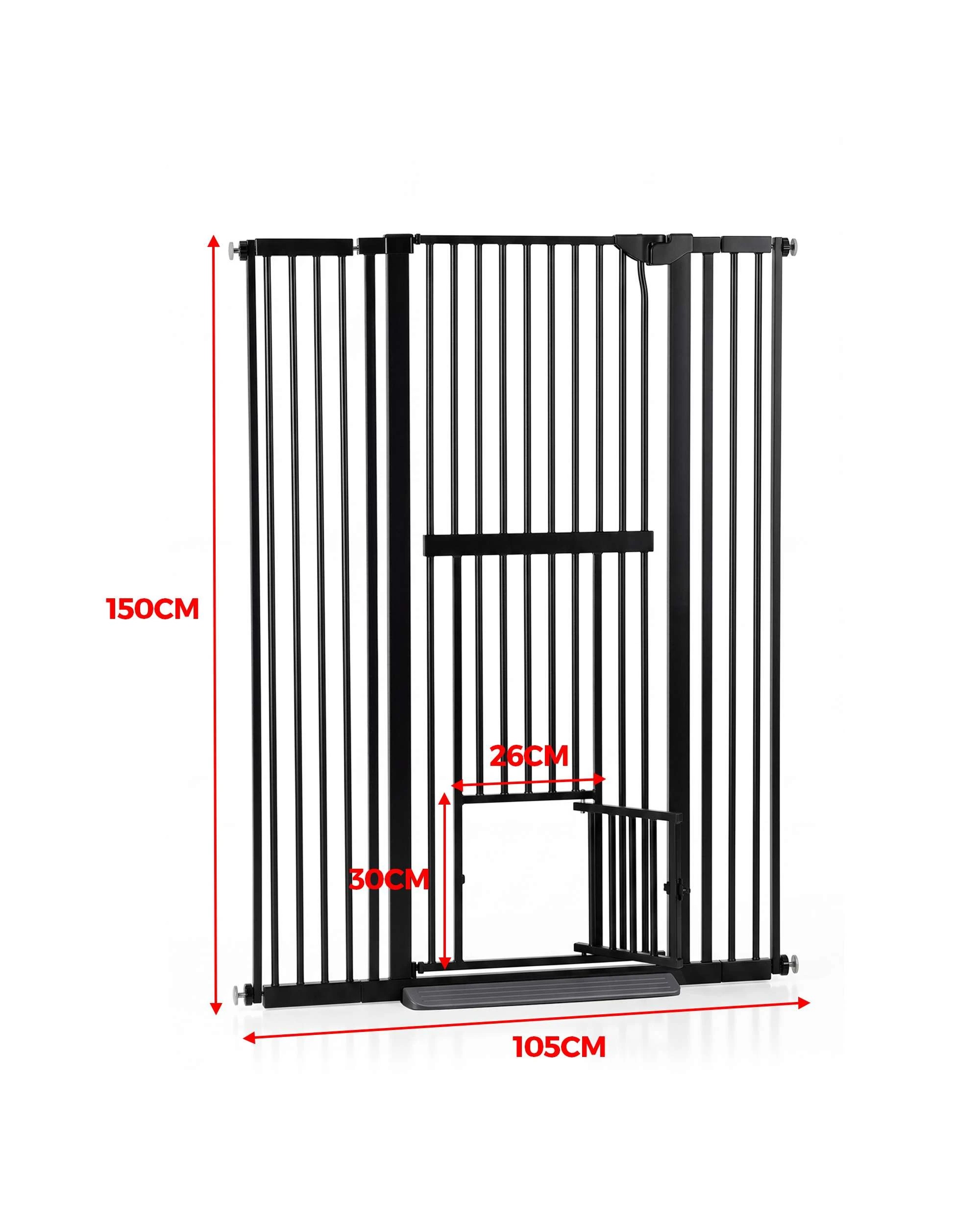 8 Advwin 151cm Extra Tall Pet Safety Gate Adjustable 75-105cm Wide Metal Gate Pet Door, 8 of 8