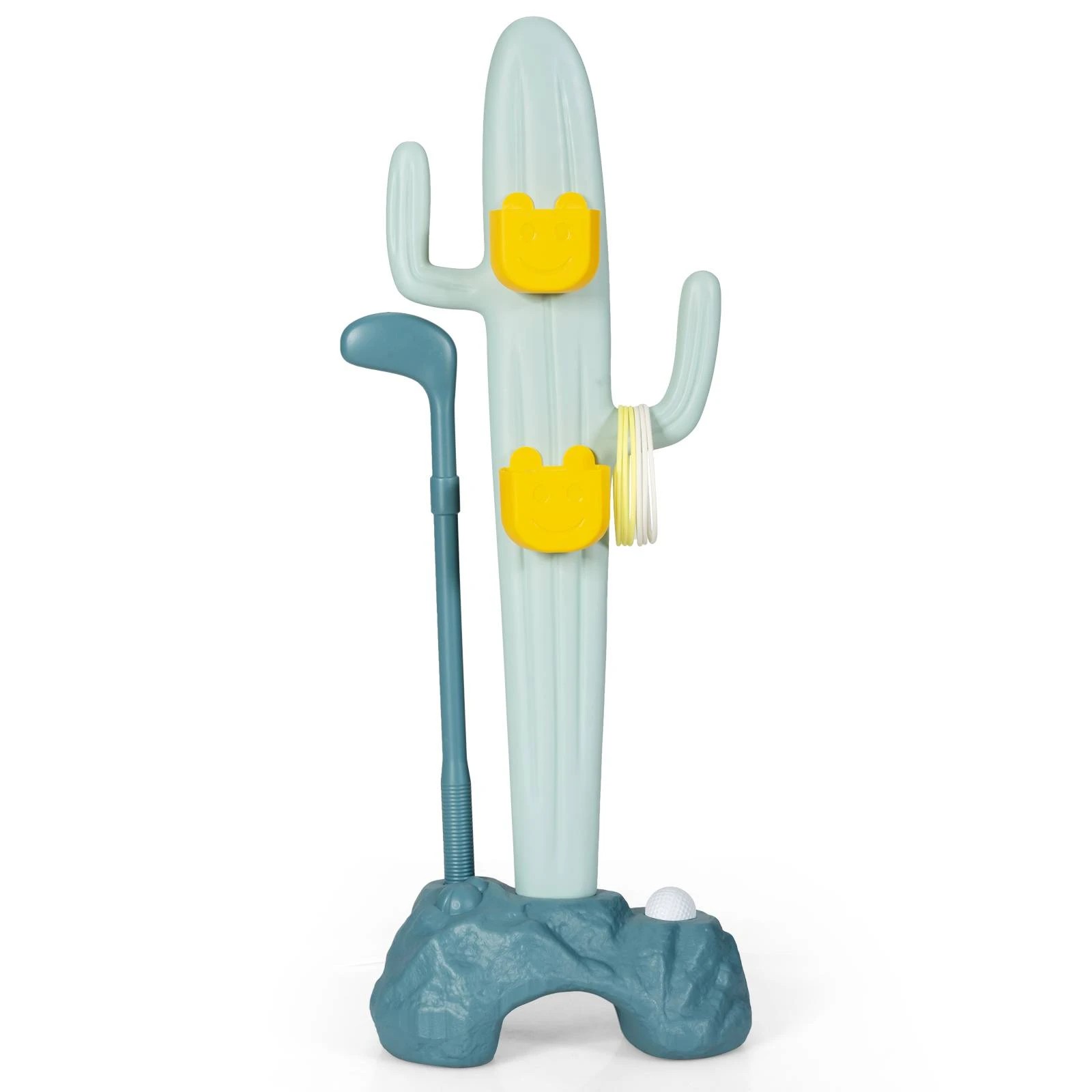 1 3-In-1 Cactus Toy Play Stand Set w/Golf Ring & Toss Game, 1 of 1