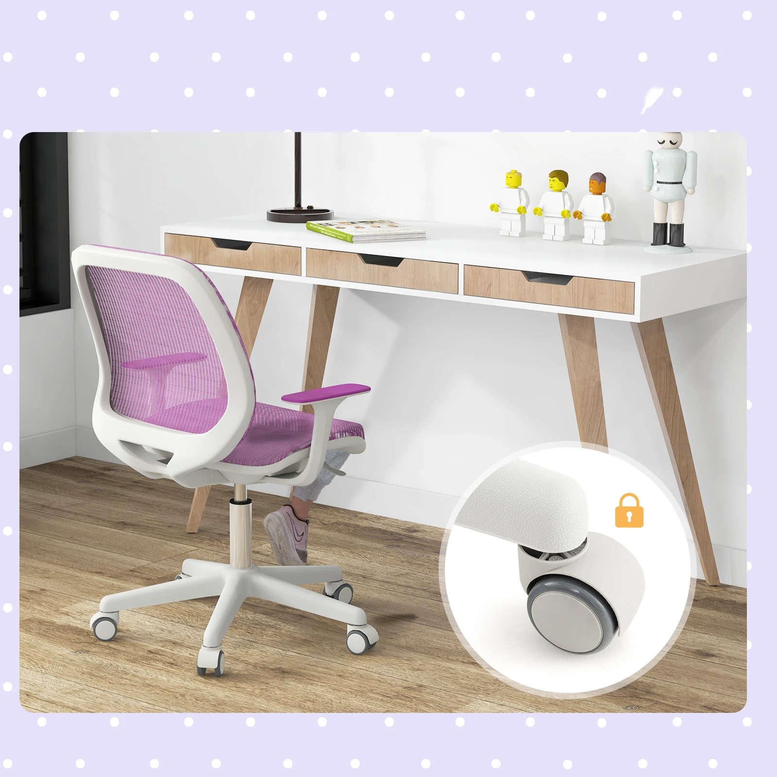 6 Costway Desk Chair Swivel Mesh Chair w/Adjustable Height - Purple, 6 of 6