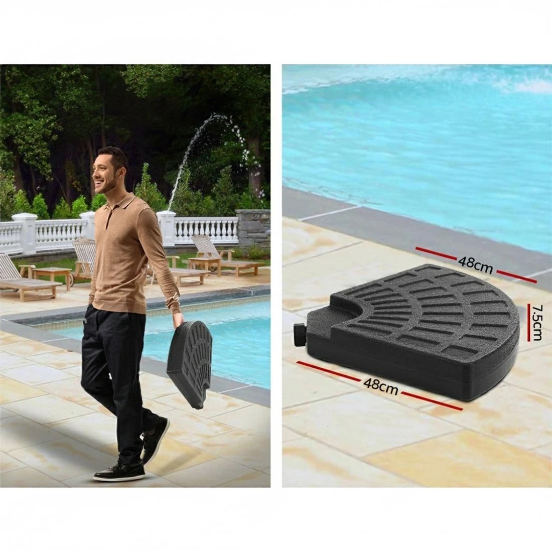 6 Instahut 3m Outdoor Umbrella w/Base Cantilever Beach Garden Patio - Beige, 6 of 6