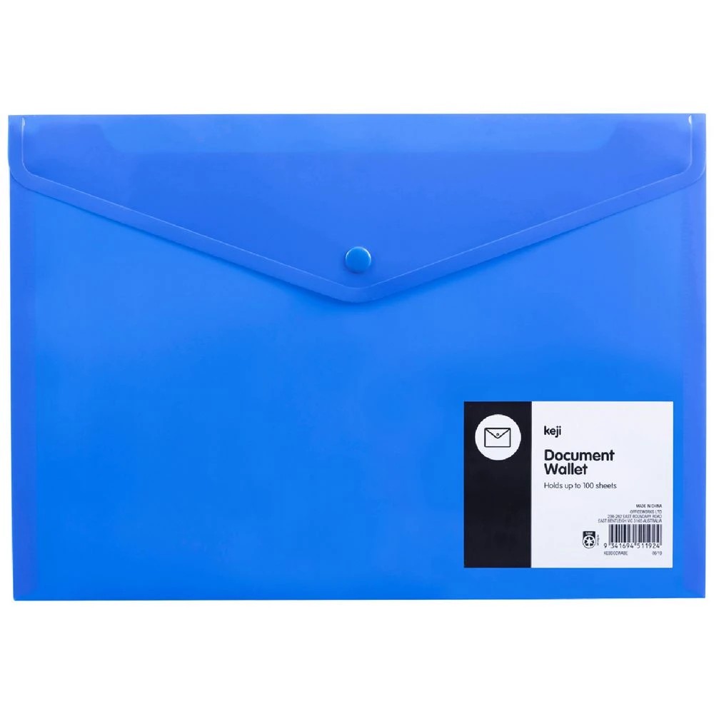 1 Keji A4 Button Document Wallet Blue, 1 of 1