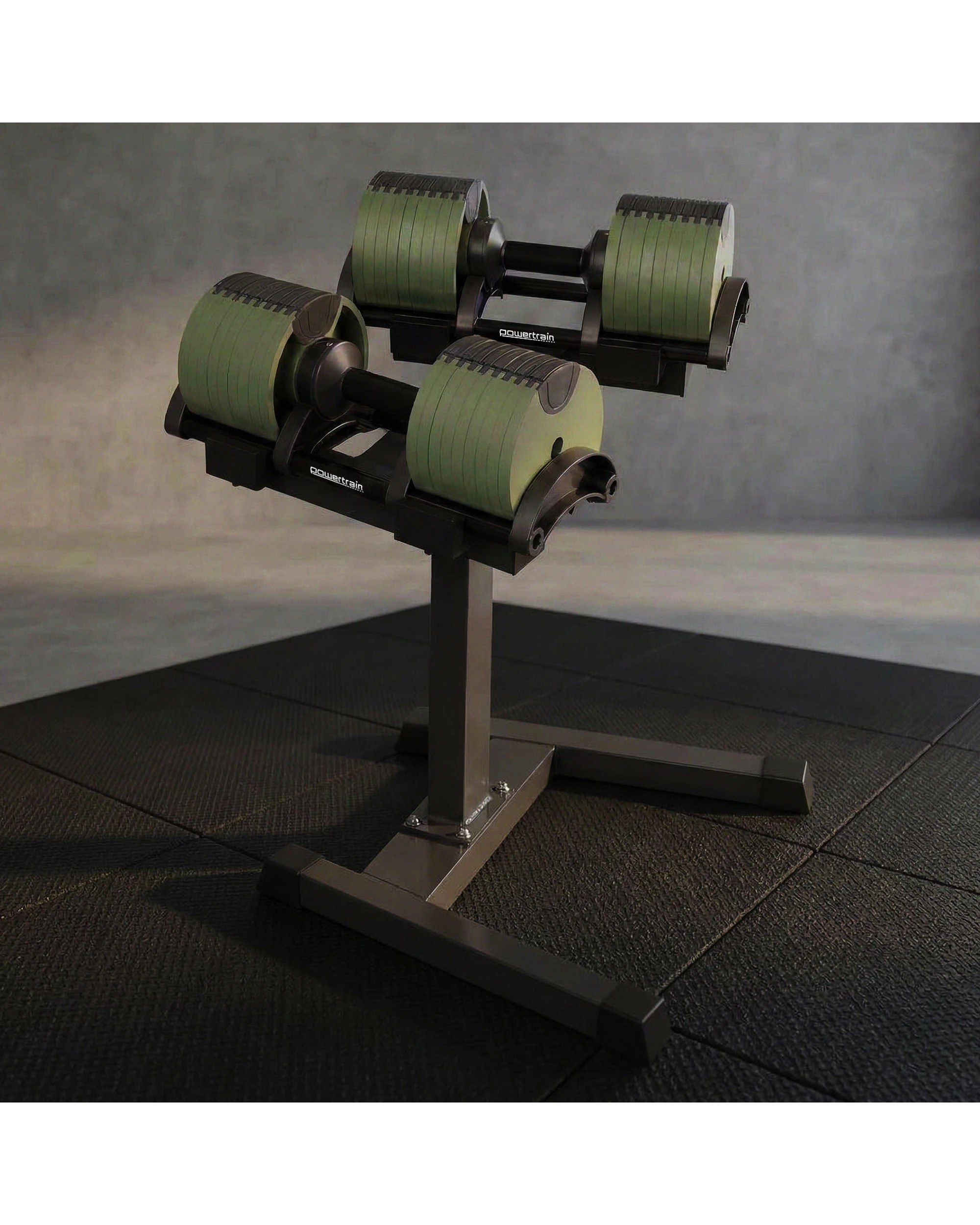 3 Powertrain Eon Dial Up 72KG Adjustable Dumbbell Pair Stand 9 Weight Options Safety Lock Easy Adjustment - Green, 3 of 10