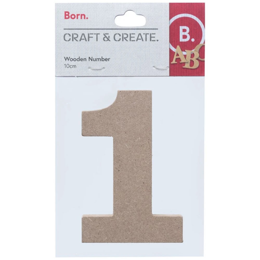 1 Born Wooden Number 1 10cm, 1 of 3