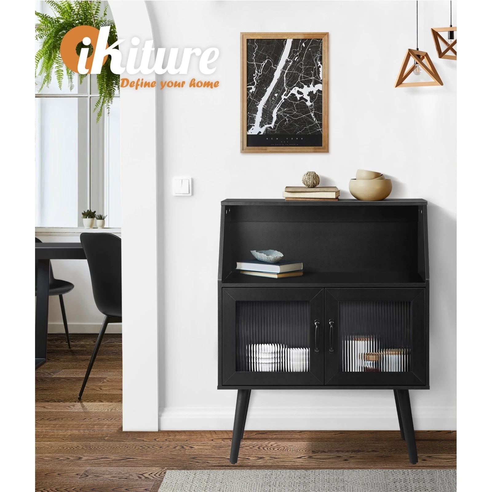 5 Oikiture Buffet Sideboard Fluted Door
 - Black, 5 of 10