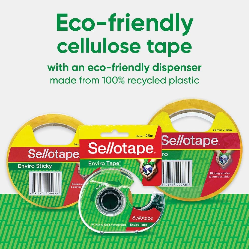 4 Sellotape Enviro Tape With Dispenser 18mm x 40m, 4 of 4