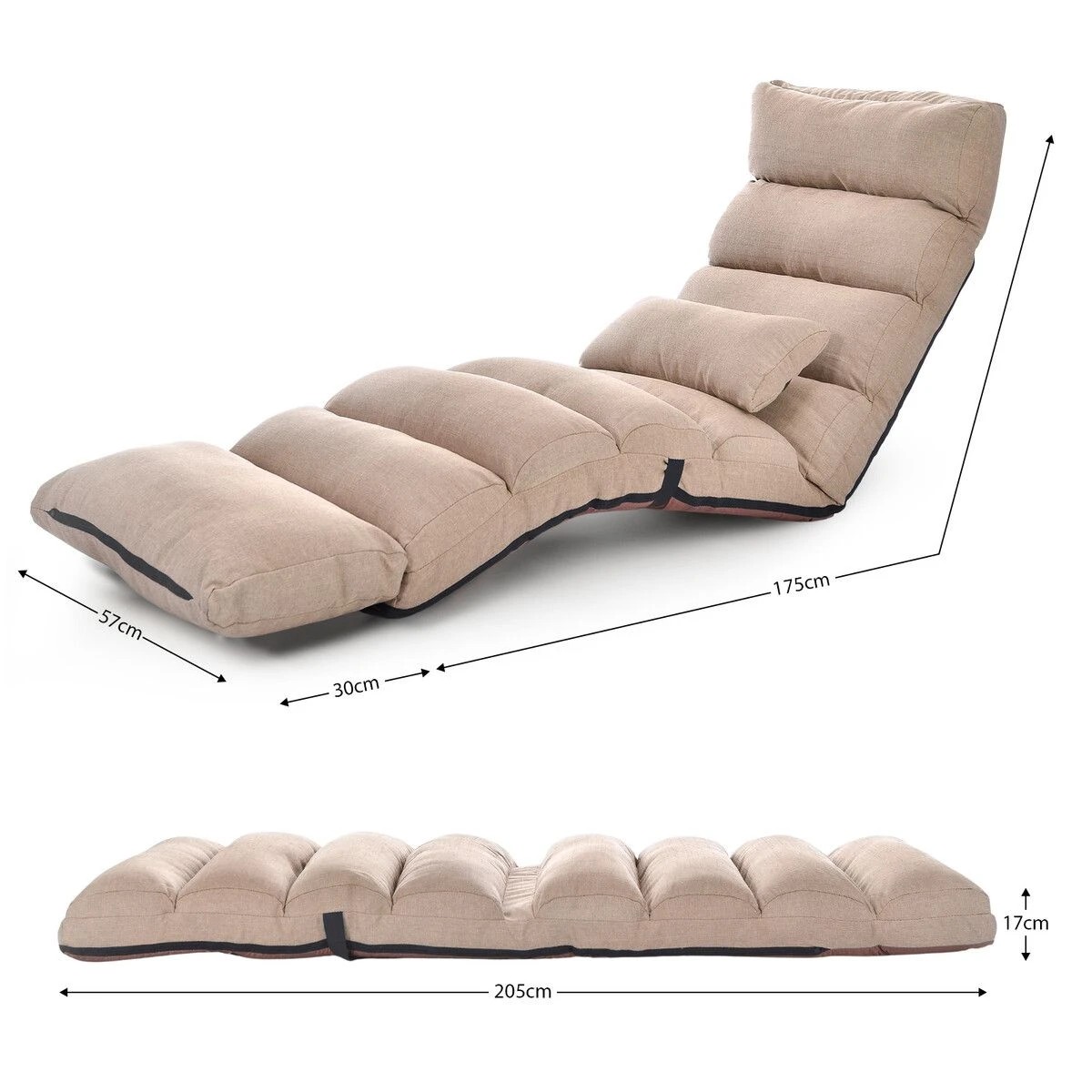 2 LUXSUITE Floor Sofa Bed Couch Chair Single Chaise Lounge Recliner, 2 of 3