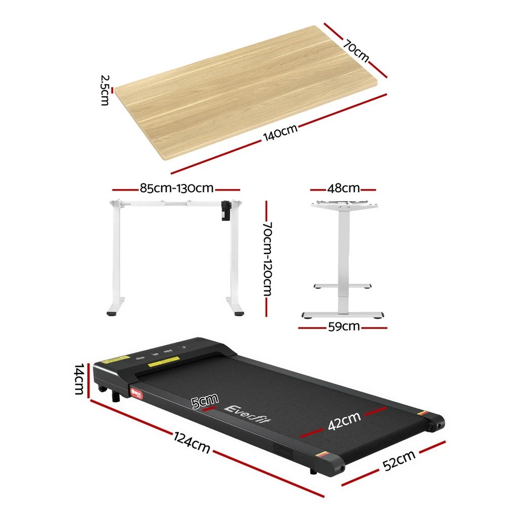 2 Artiss Electric Treadmill with 140cm Automatic Standing Desk Walking Pad 400mm - Multi, 2 of 9