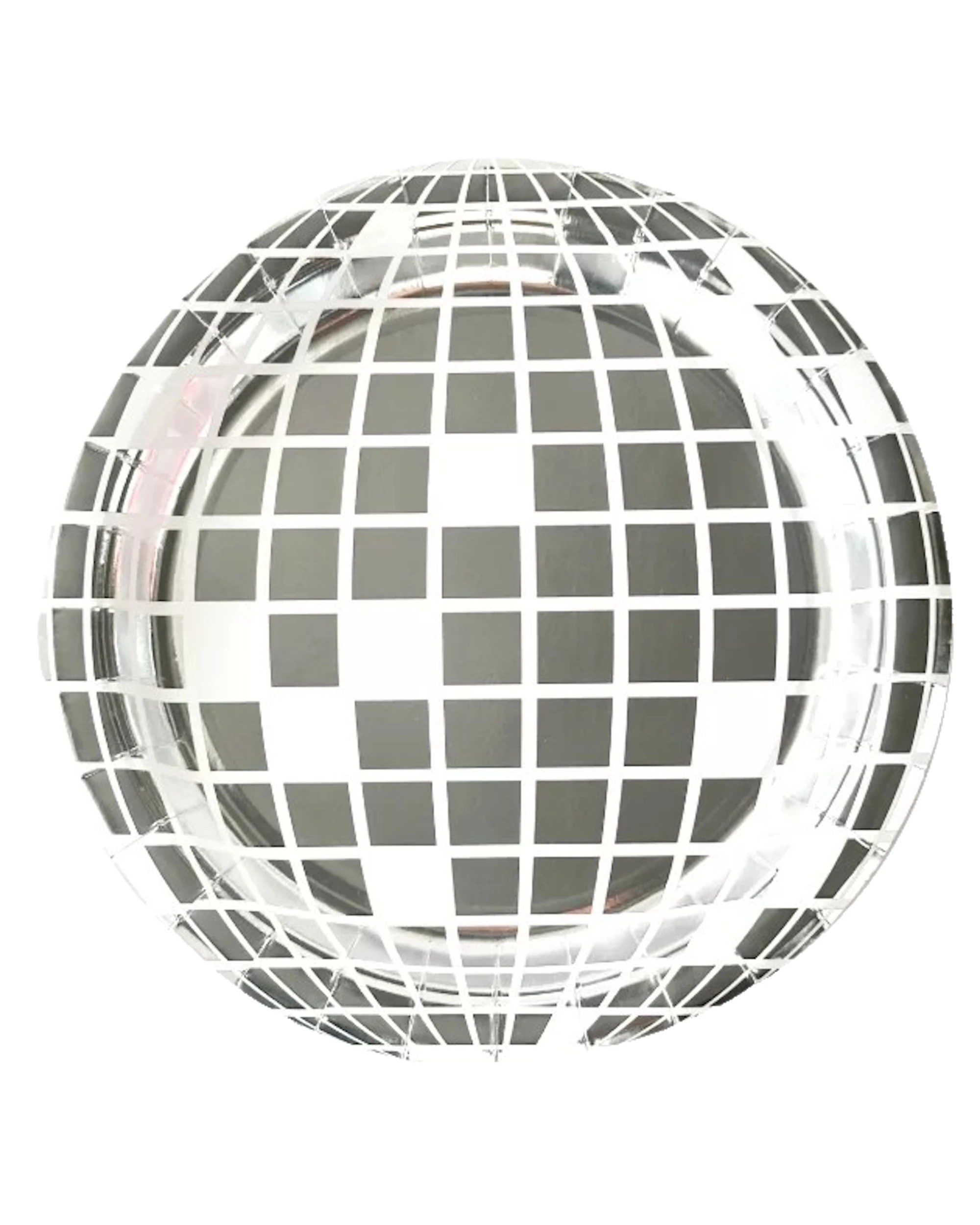 1 Party Maker Silver Disco Ball Paper Plates 22.5cm Pack of 8 - Silver, 1 of 3
