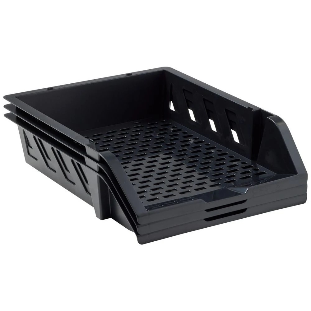 1 Keji A4 Document Tray Black 3 Pack, 1 of 2