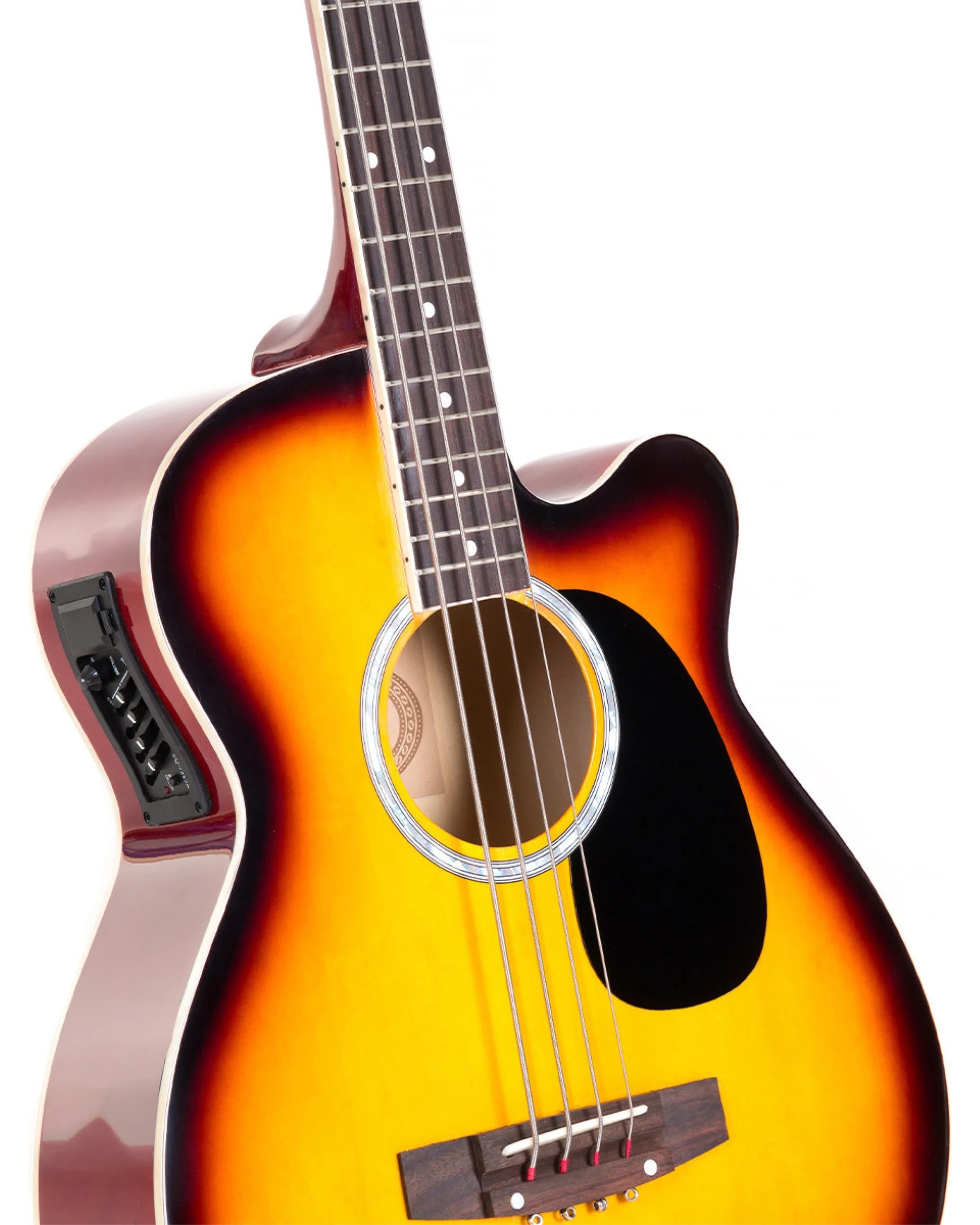 2 Karrera 43in Acoustic Bass Guitar in Sunburst, 2 of 5