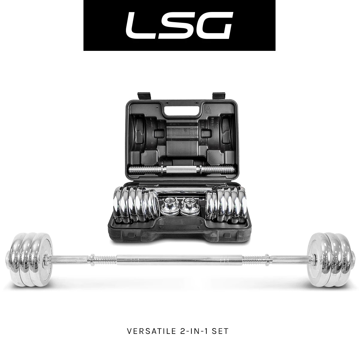 2 LSG 30kg Dumbbell and Barbell 2-in-1 Set - Black, 2 of 8