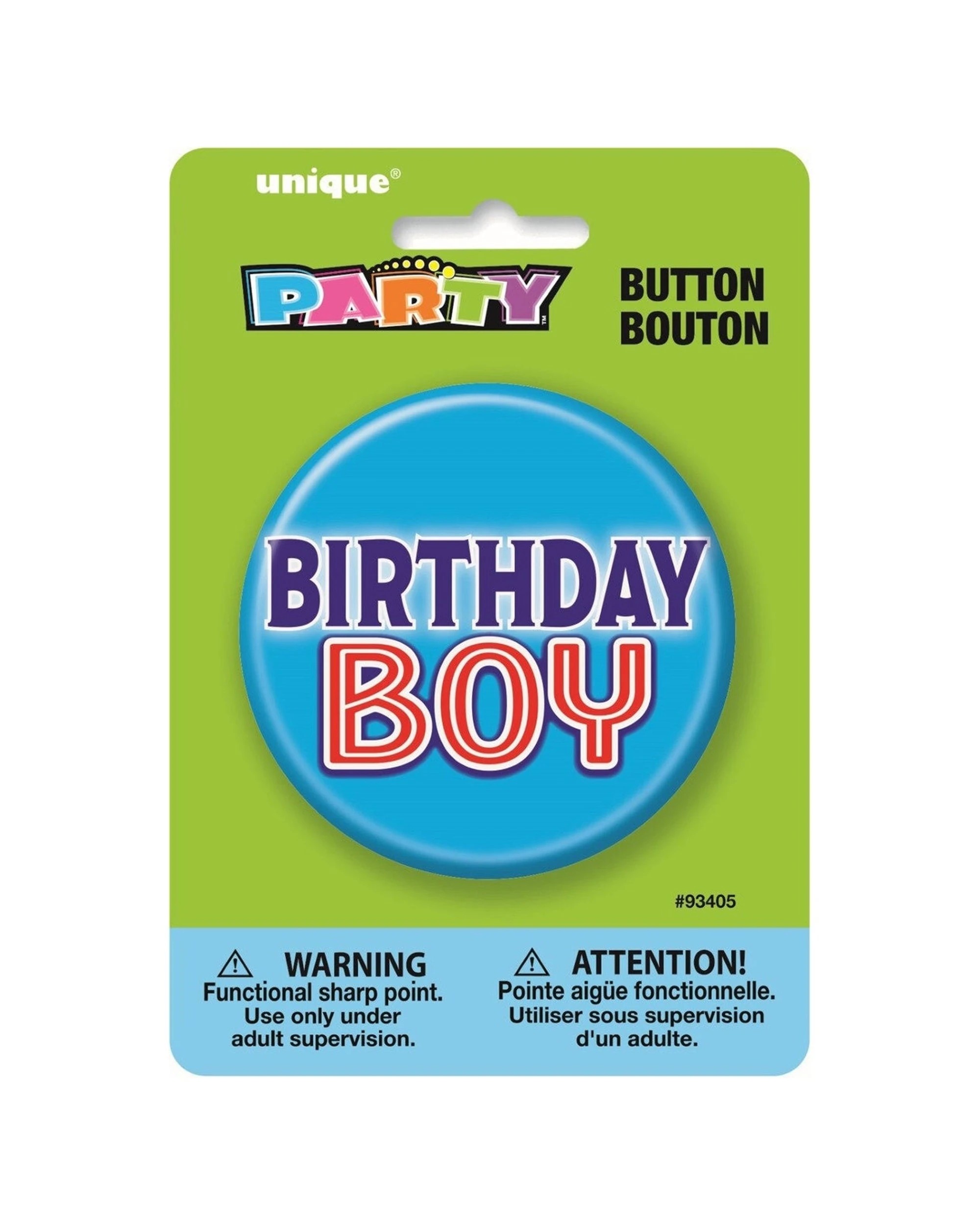 1 Meteor Party Birthday Boy Button Badge Celebration Accessory 7.5cm - Blue, 1 of 1