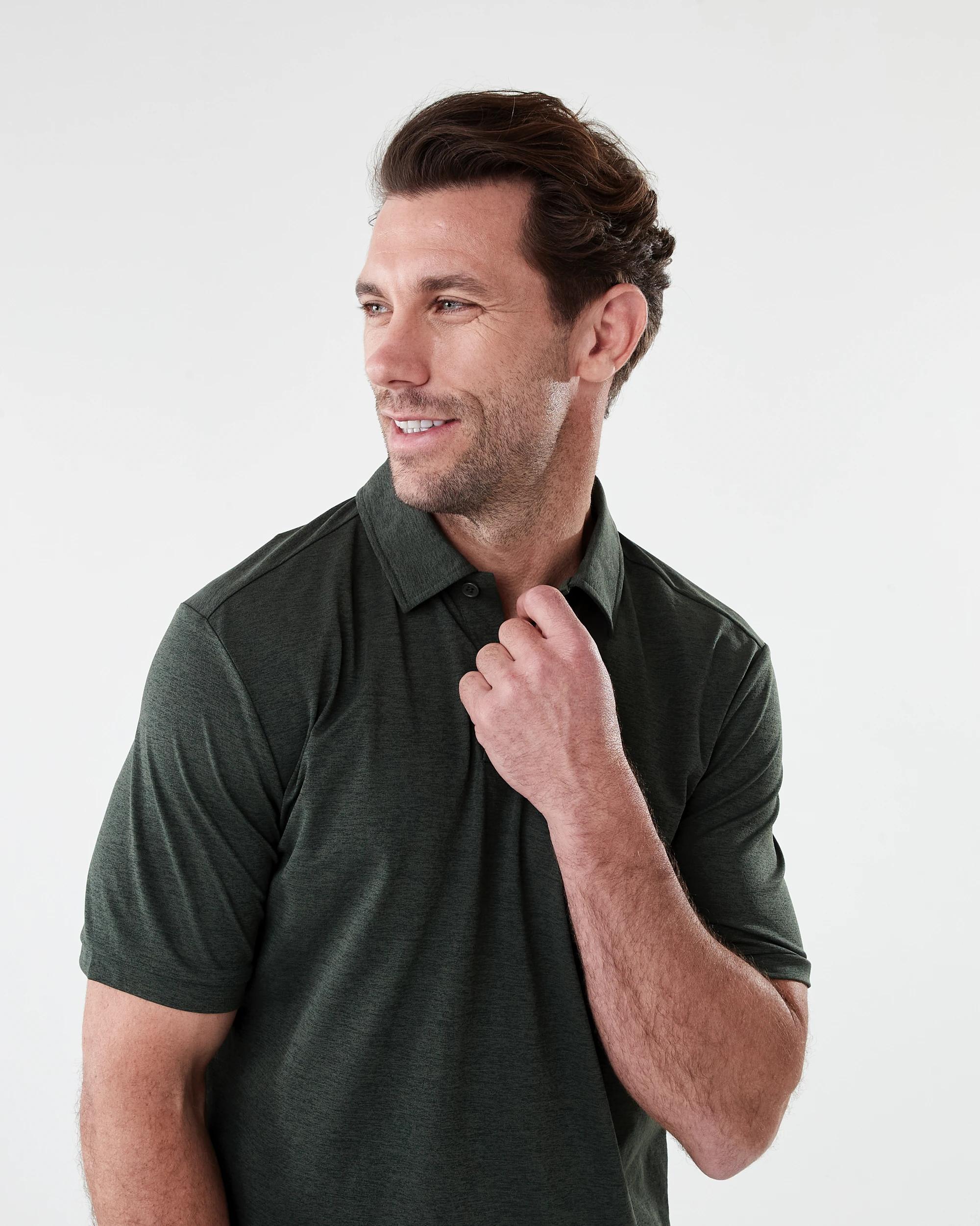 4 Active Mens Regular Training Polo Shirt Deepst Grn, 4 of 6