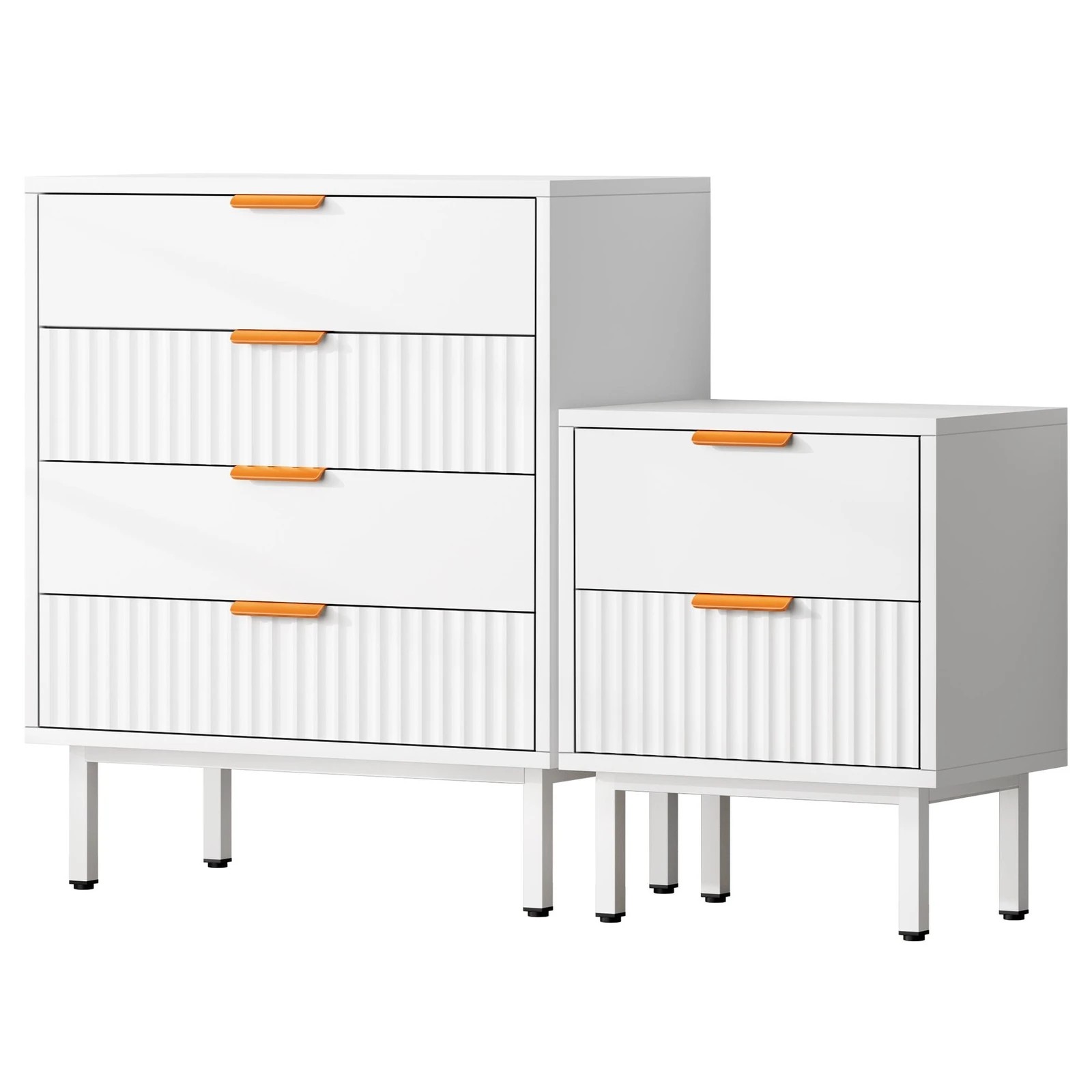 1 Alfordson 4 Chest of Drawers Bedside Table Storage Cabinet Set Dresser - White, 1 of 10