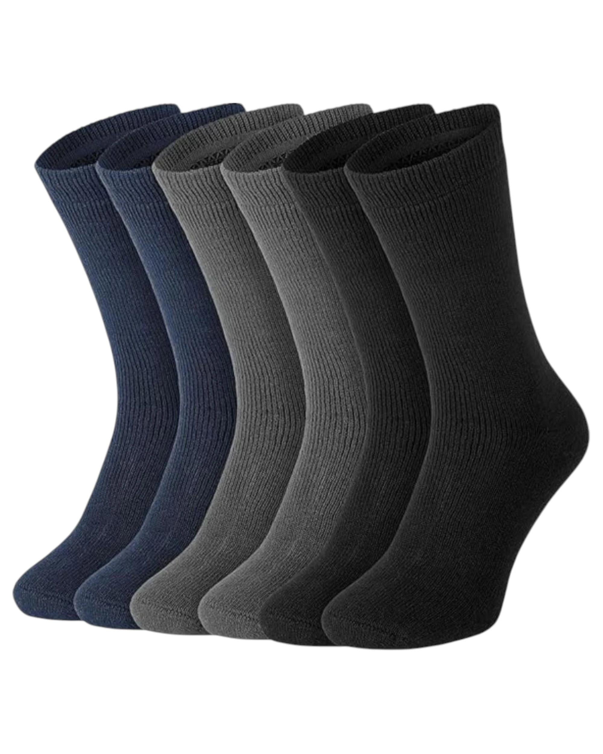 1 Zasel 30 Pairs X Mens Heavy Duty Thermal Cotton Crew Socks BLACK/NAVY/CHARCOAL, 1 of 1