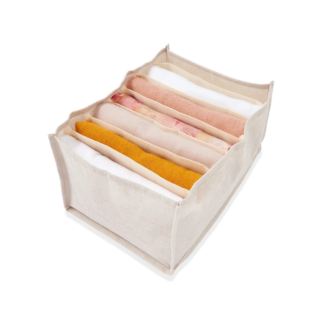 1 Linen Look Organiser - Wide, Beige, 1 of 9