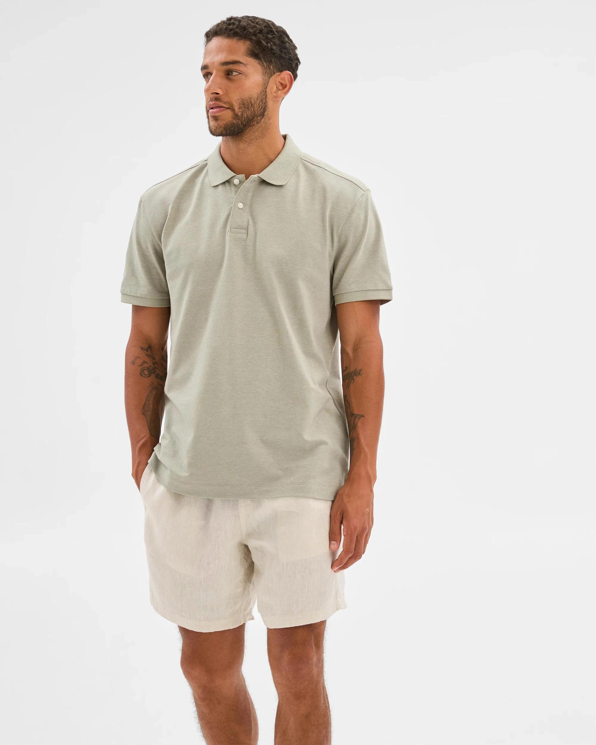 3 Target Australian Cotton Rich Pique Polo Top LIGHT GREEN MARLE, 3 of 6