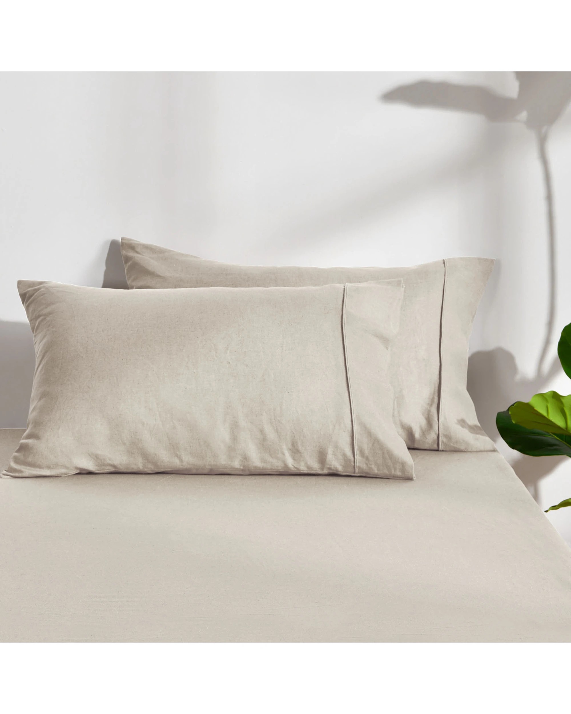 1 Dreamaker Linen Cotton Standard Pillowcase Twin Pack - Oatmeal, 1 of 6