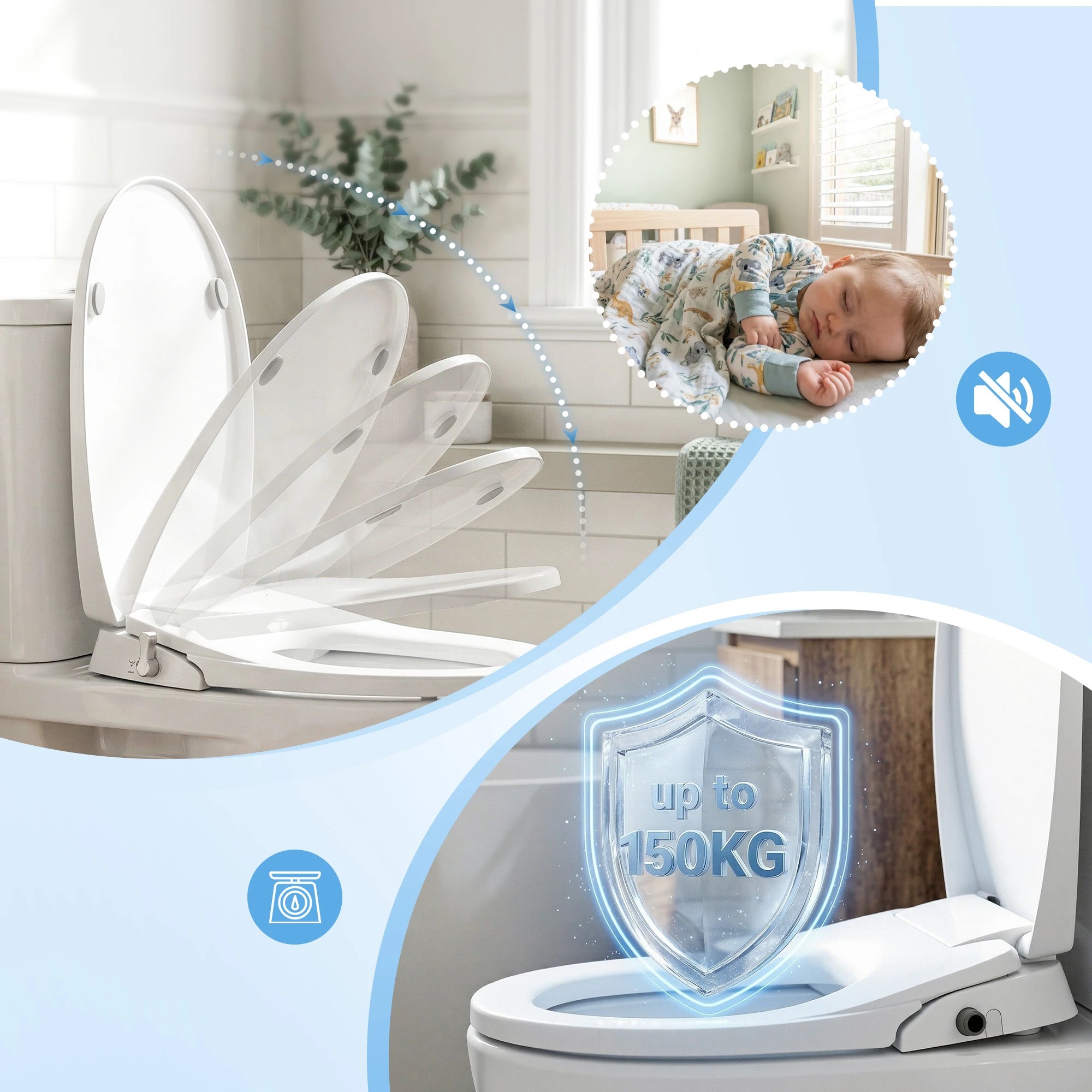 6 Cefito Non Electric Bidet Toilet Seat O-Shape - White, 6 of 8