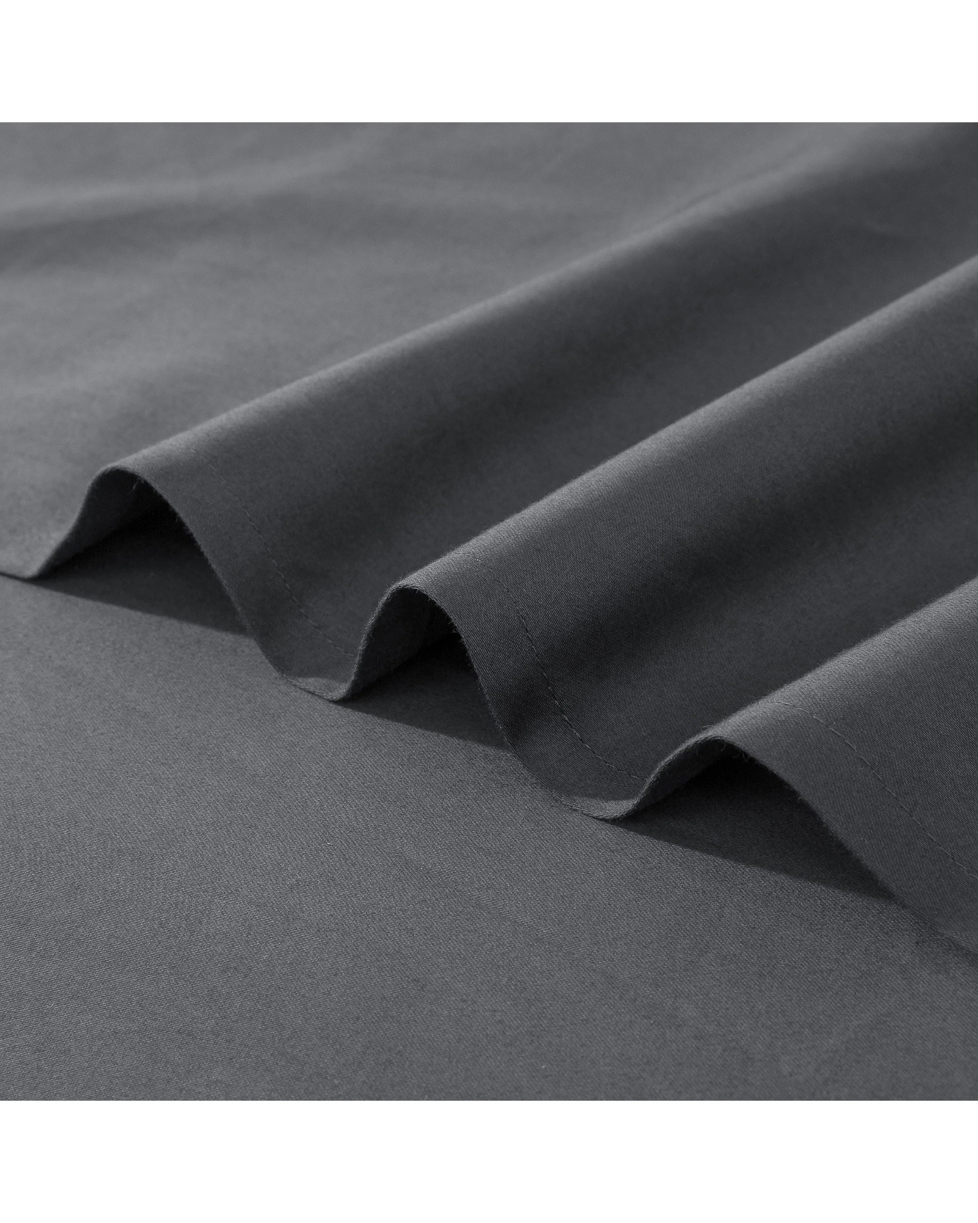 3 ESSN 500TC Cotton Sateen Flat Sheet - Queen Bed - Charcoal, 3 of 5