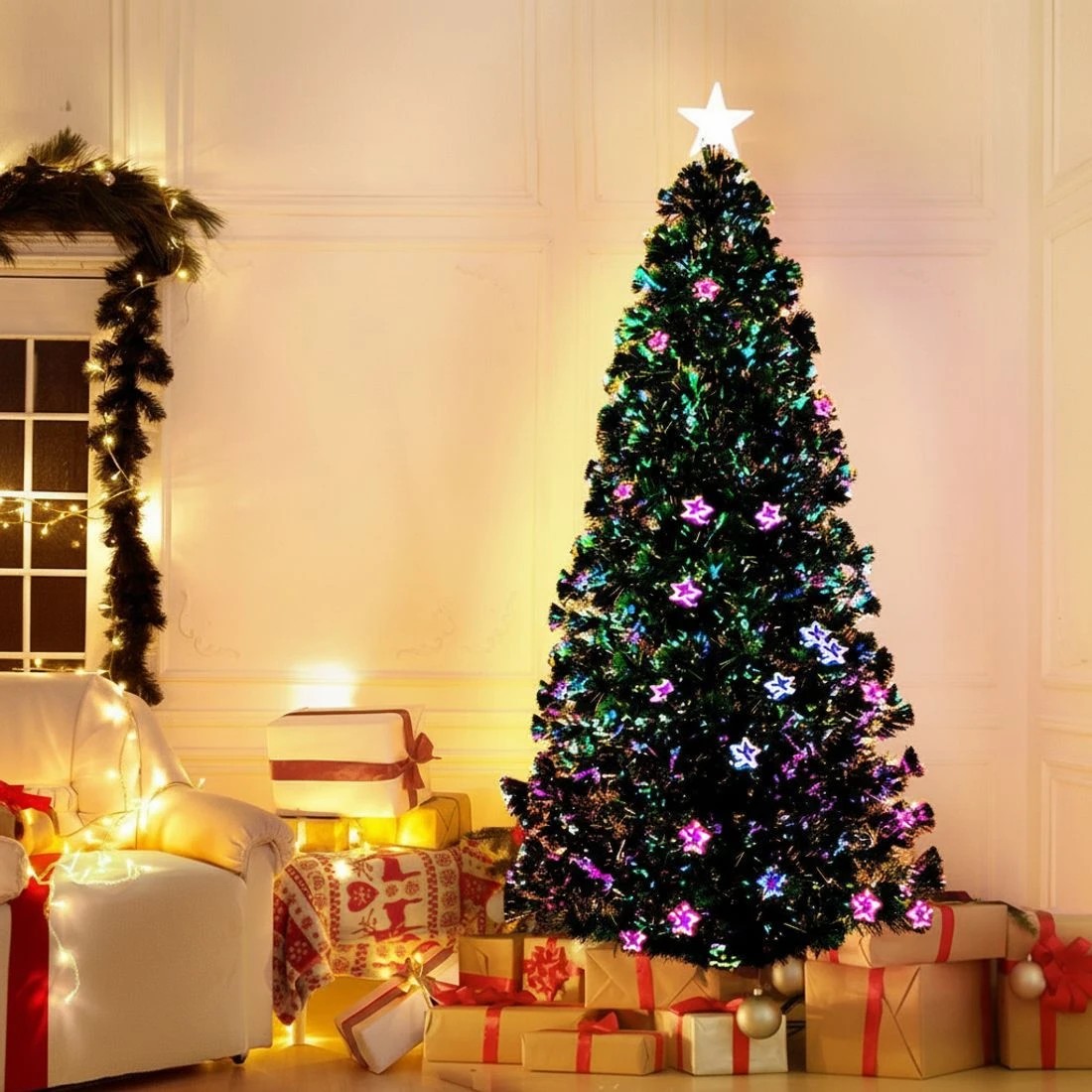 3 Jingle Jollys 1.8m Christmas Tree Optic Fibre LED Xmas tree - Green, 3 of 10
