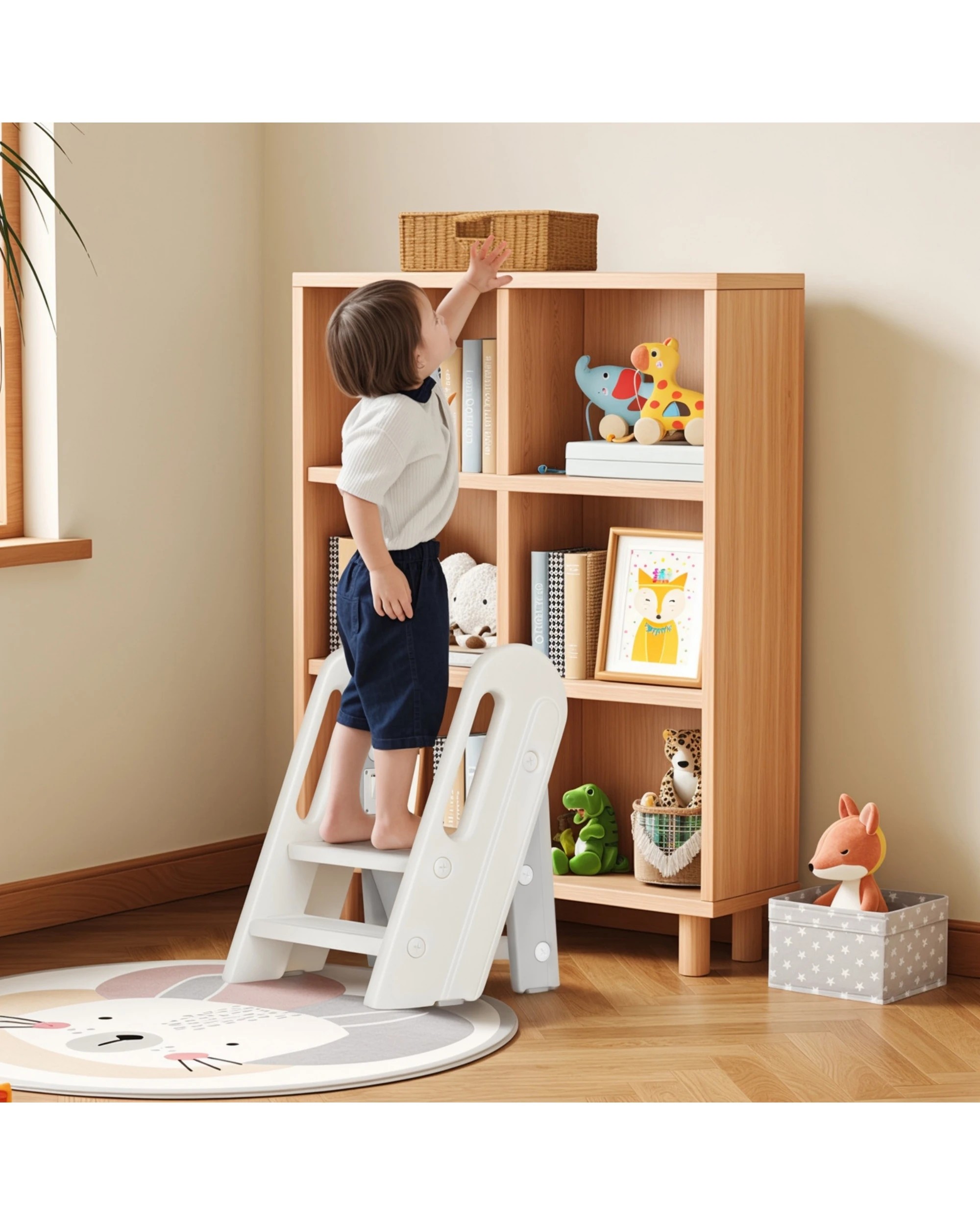 5 Advwin Foldable Toddler Step Stool with Adjustable Height, 5 of 9