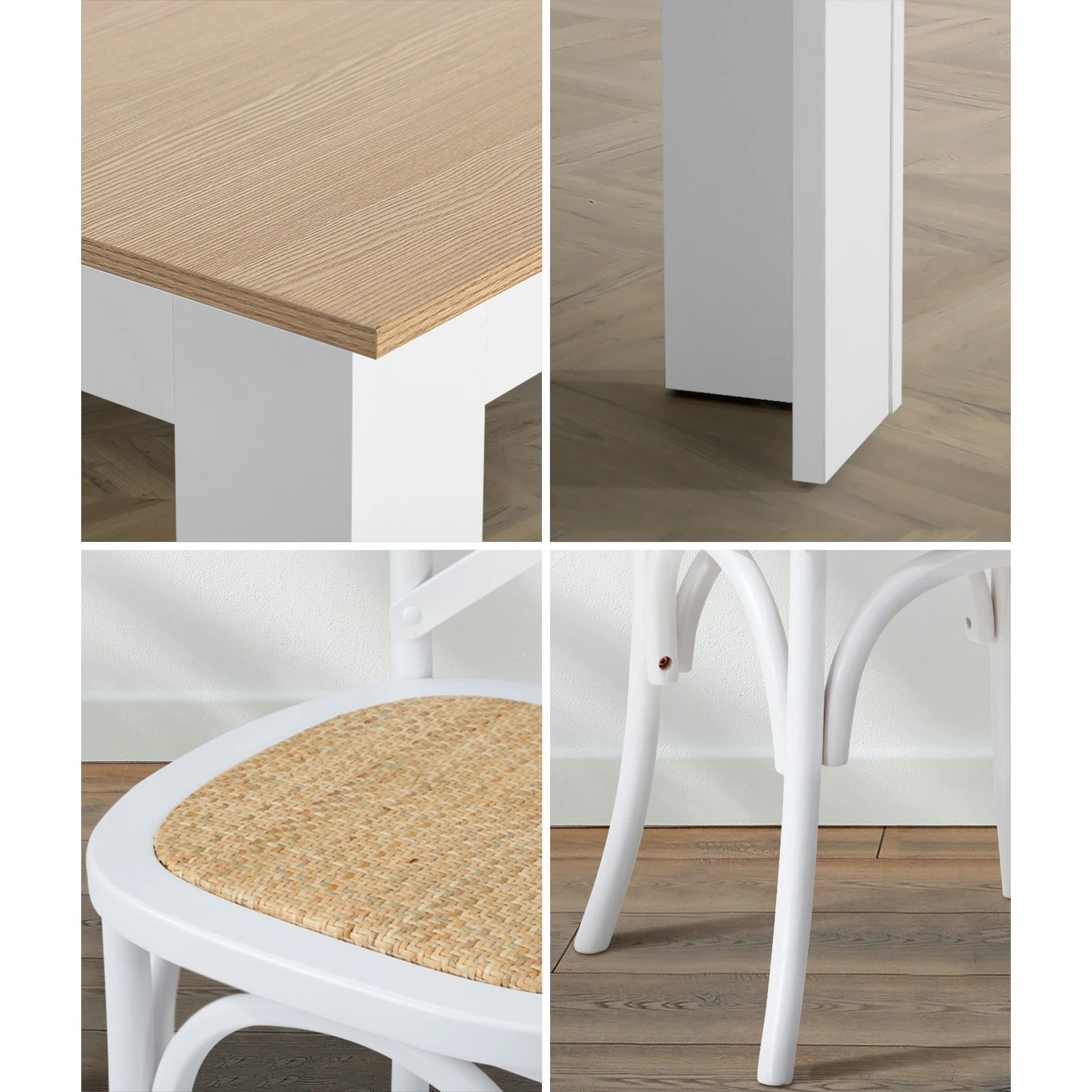 5 Oikiture 160cm Extendable Dining Table With 4pcs Dining Chairs Crossback
 - Multi, 5 of 10