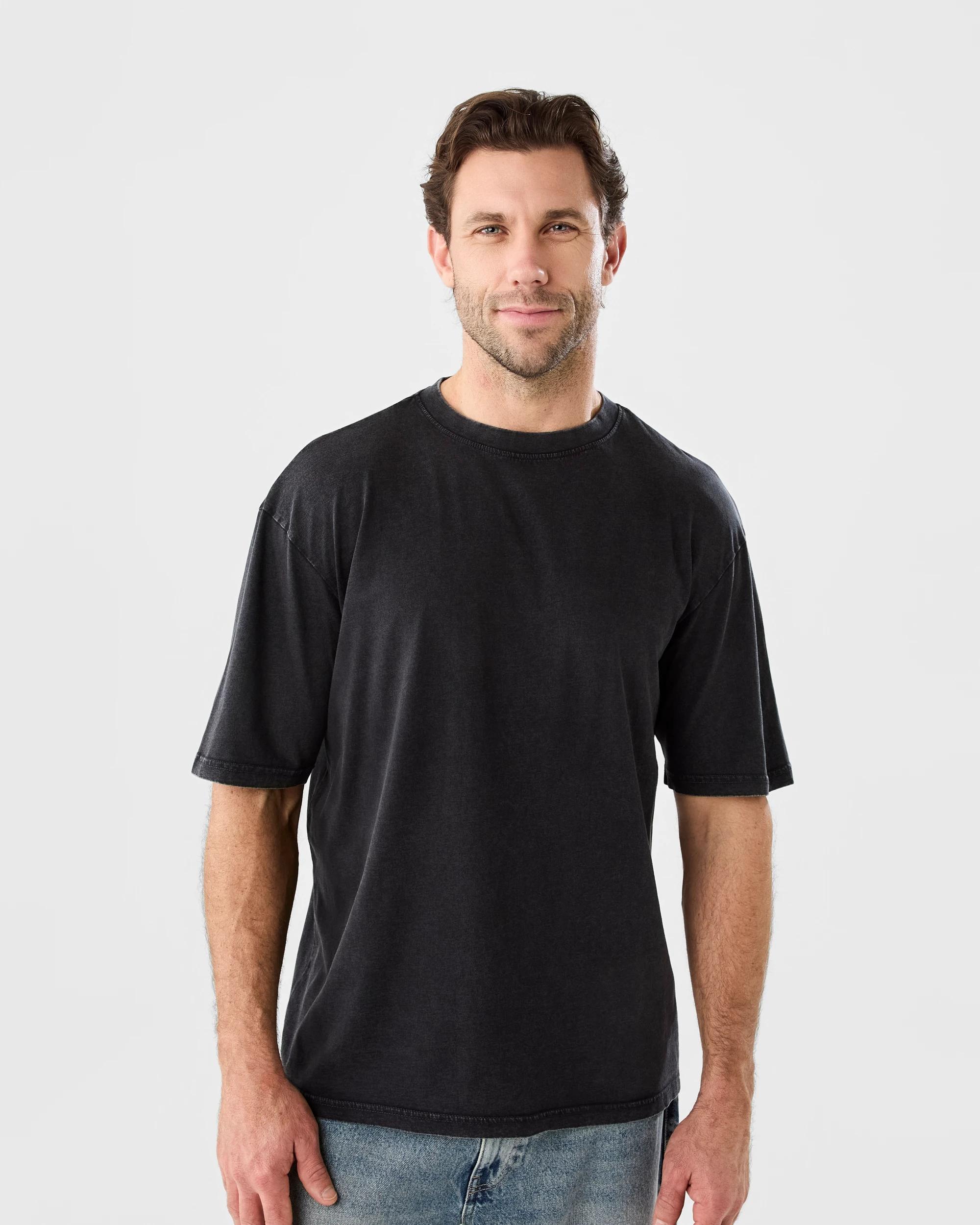 1 Oversized Acid Wash T-shirt Black, 1 of 5