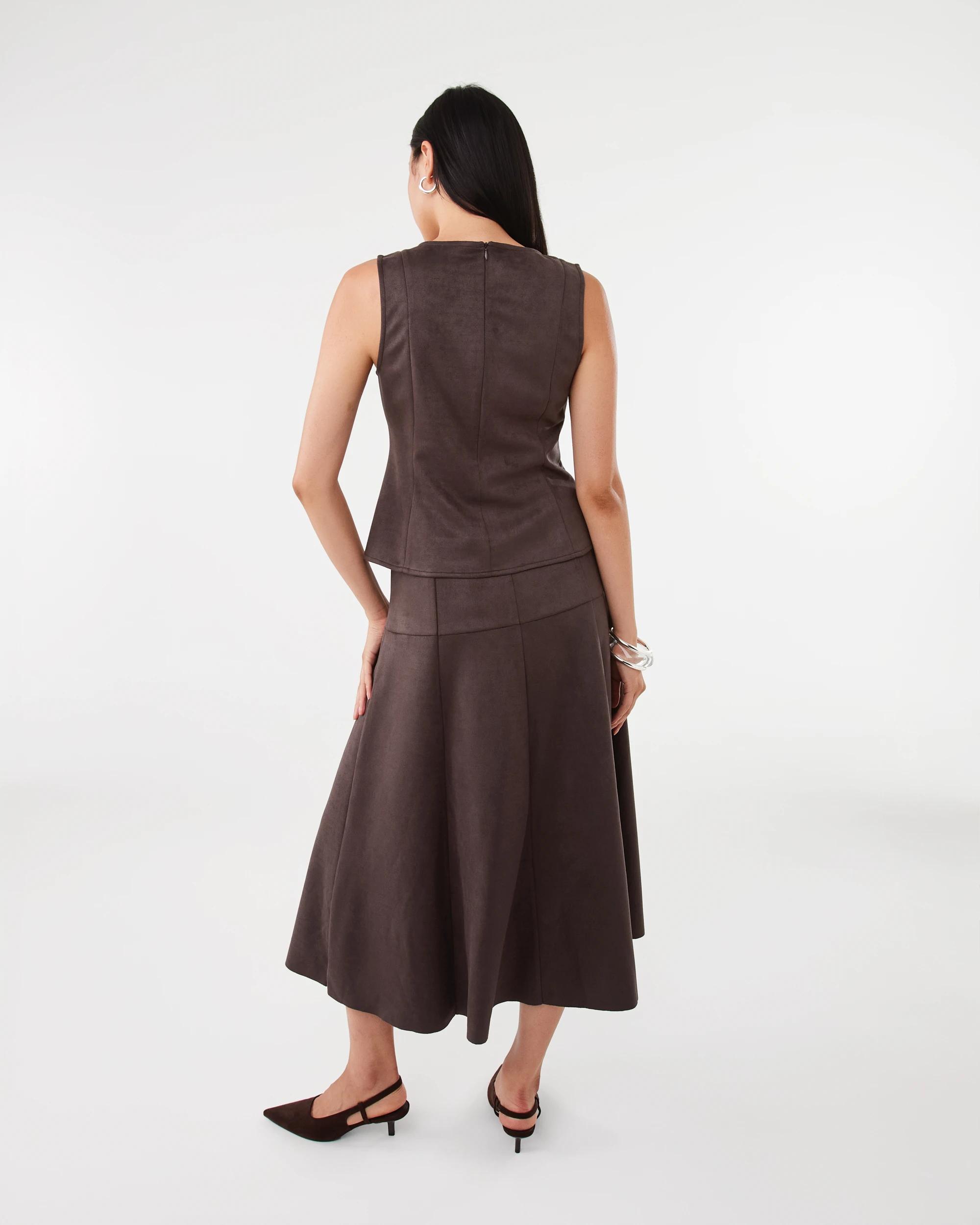 4 Suedette A-line Maxi Skirt Choc Plum, 4 of 6