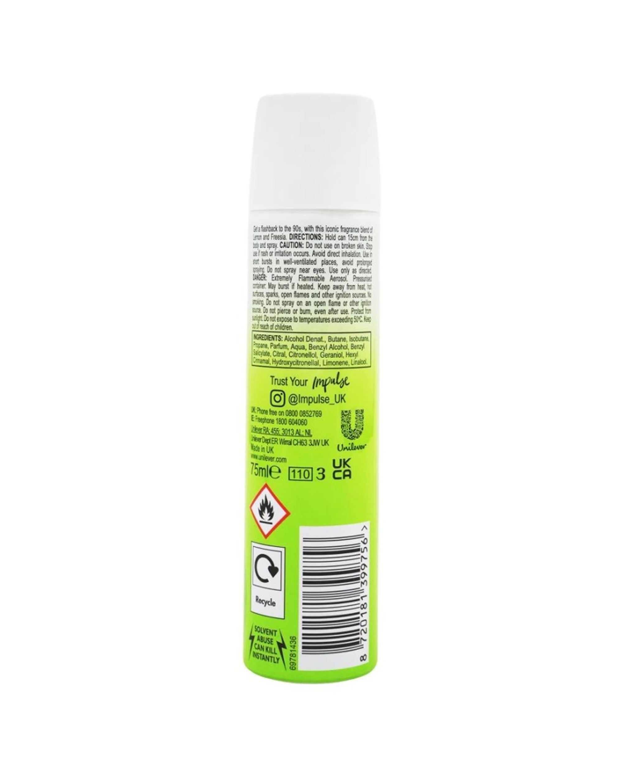 3 Impulse 12PK Body Spray Throwback 02 Lemon And Freesia 75mL - Multi, 3 of 3