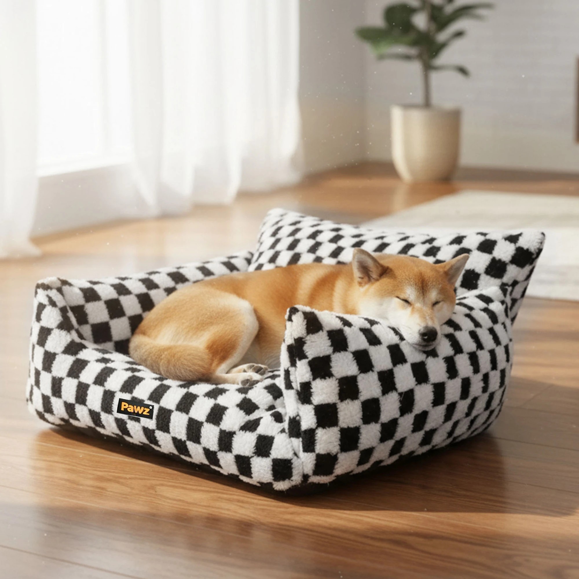 8 Pawz Pet Bed Soft Plush Checkered  M, 8 of 9