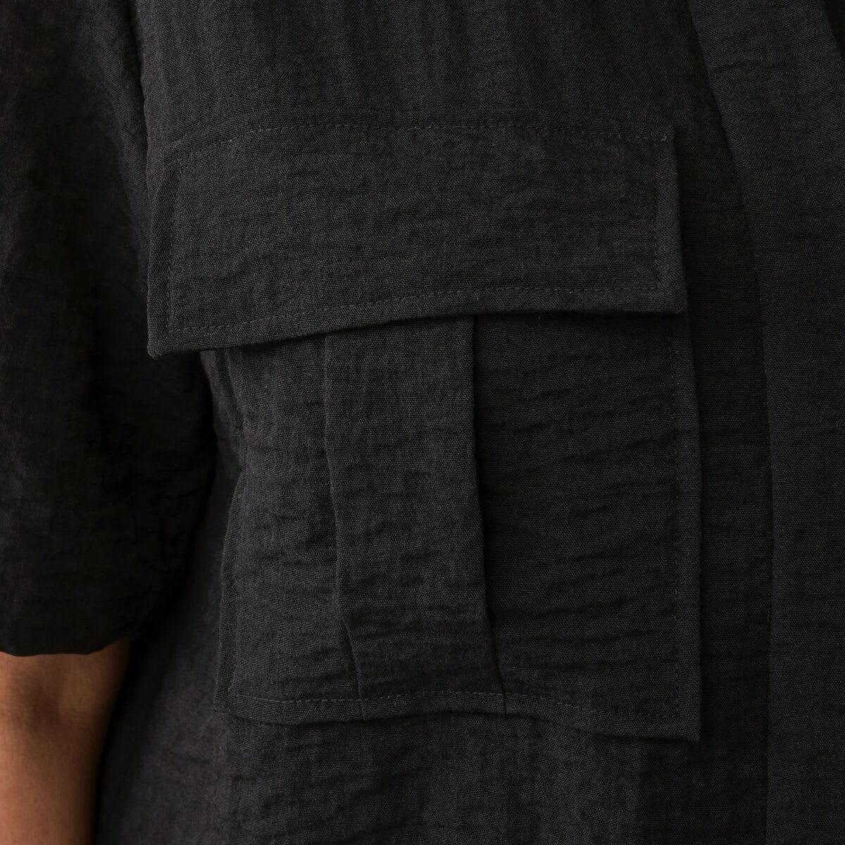 6 Short Sleeve Double Pocket Utility Shirt Black, 6 of 6