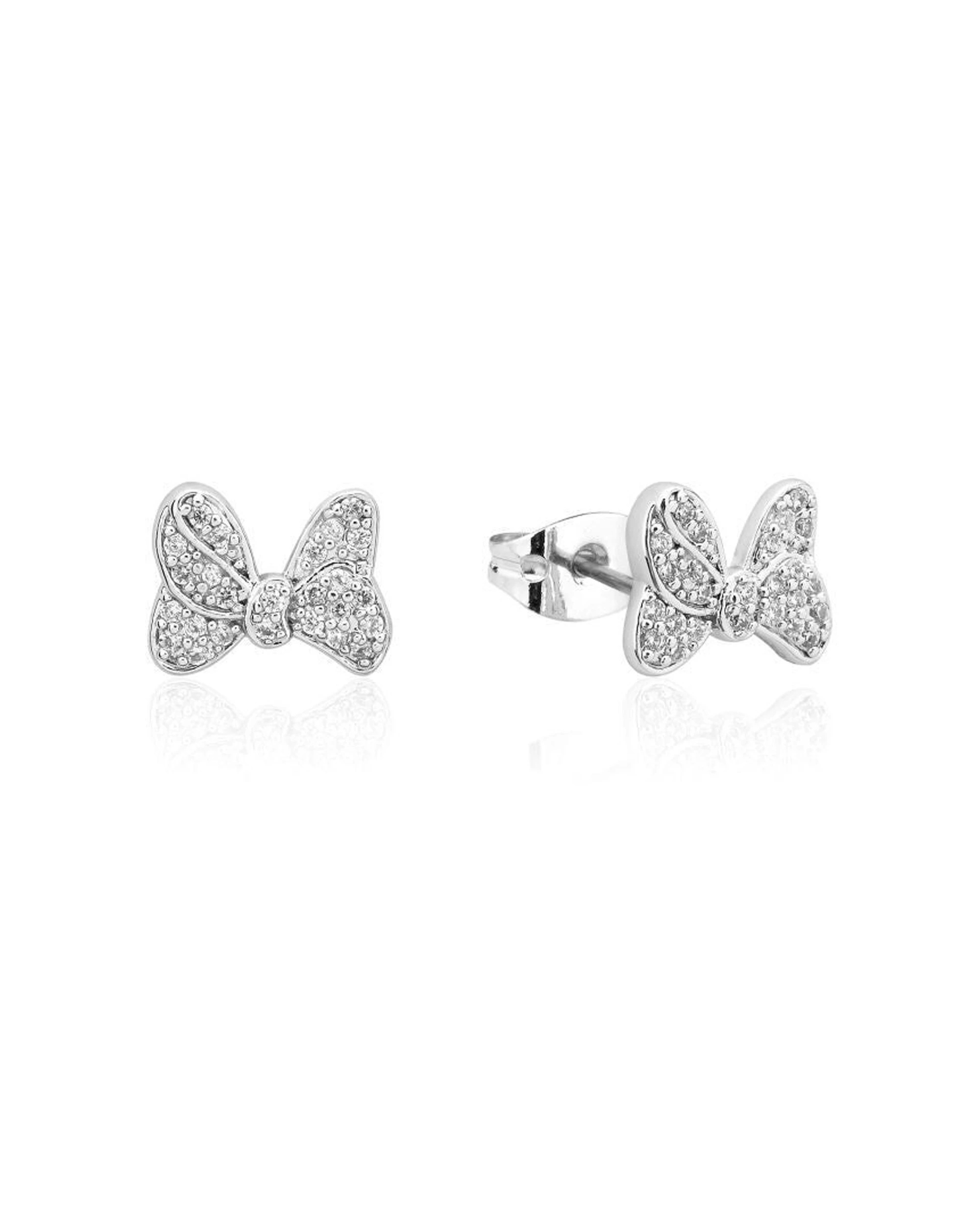 1 Couture Kingdom Disney Minnie Mouse Crystal Bow Stud Earrings 10mm - Silver, 1 of 3