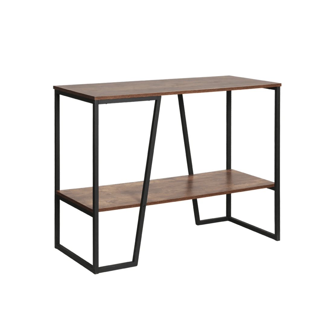 1 Artiss Console Table 106CM 2-tier Walnut Cora - Black, 1 of 6