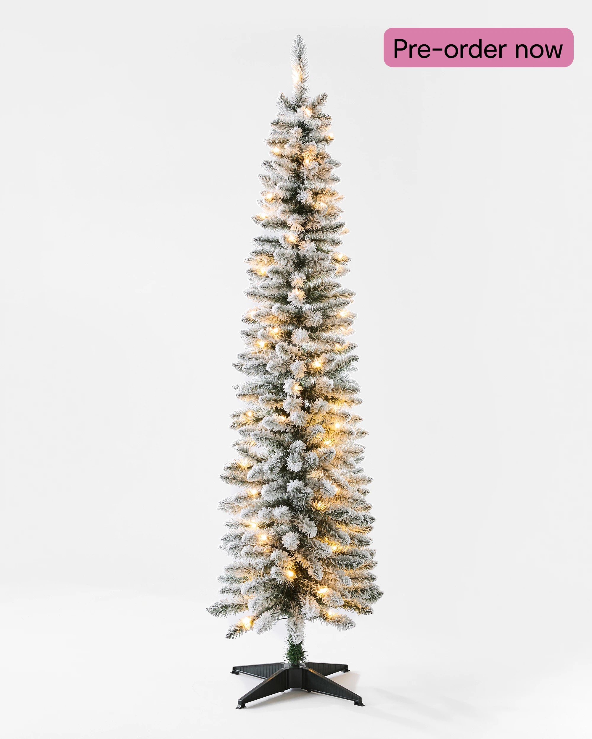 1 1.82m (6ft) Flocked Slim Prelit Christmas Tree, 1 of 7