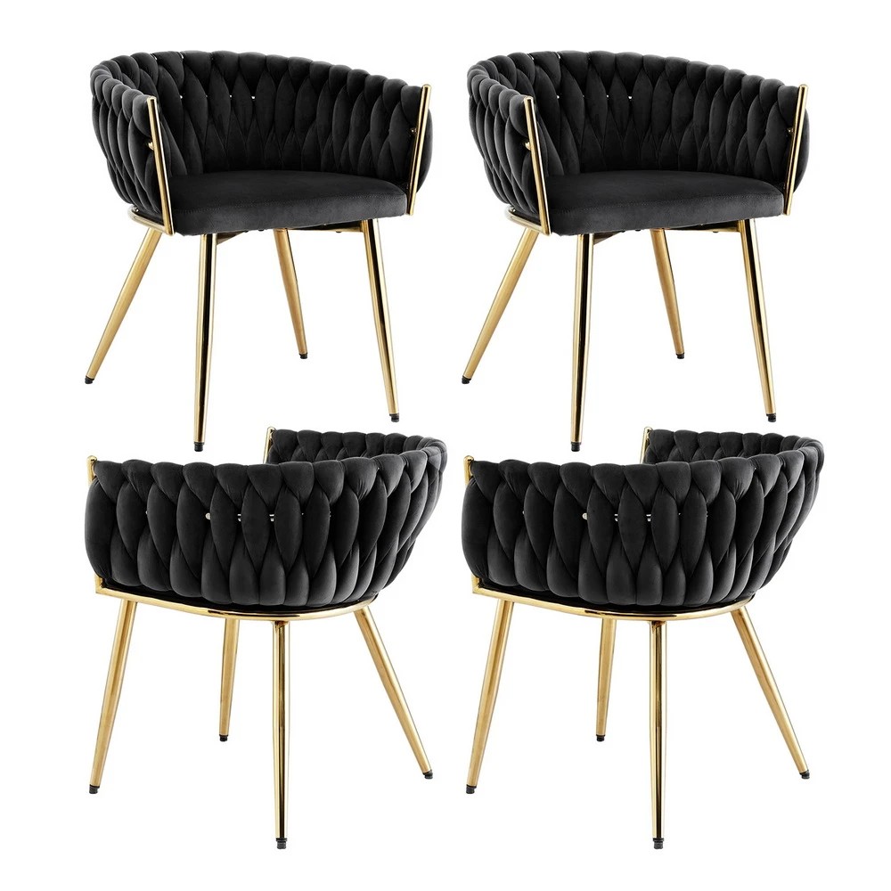 1 1 Set of 4 Artiss Dining Chairs Armchair - Black, 1 of 5
