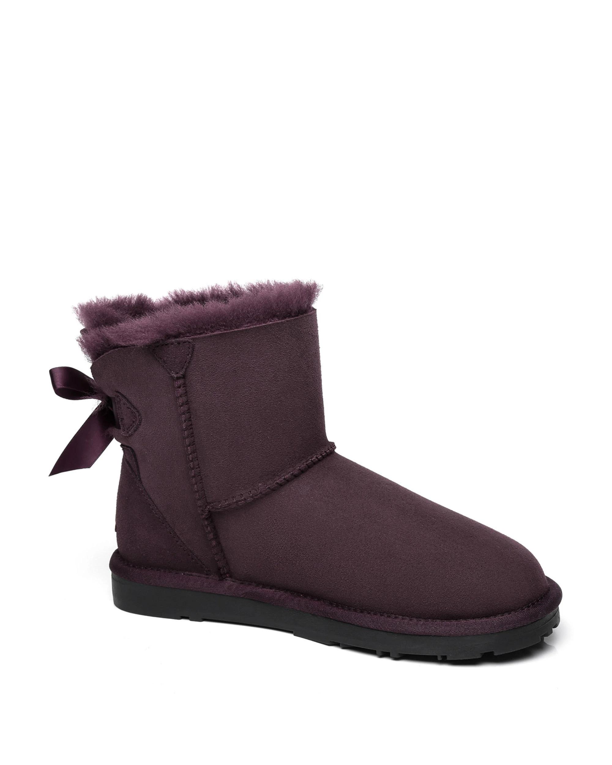 2 Everau Womens Mini Back Bow UGG Boots RAISIN, 2 of 5