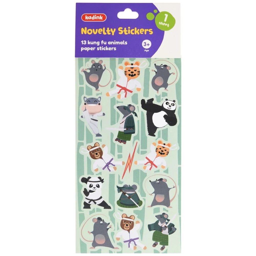 1 Kadink Paper Stickers Kung Fu Animals 13 Pack, 1 of 1