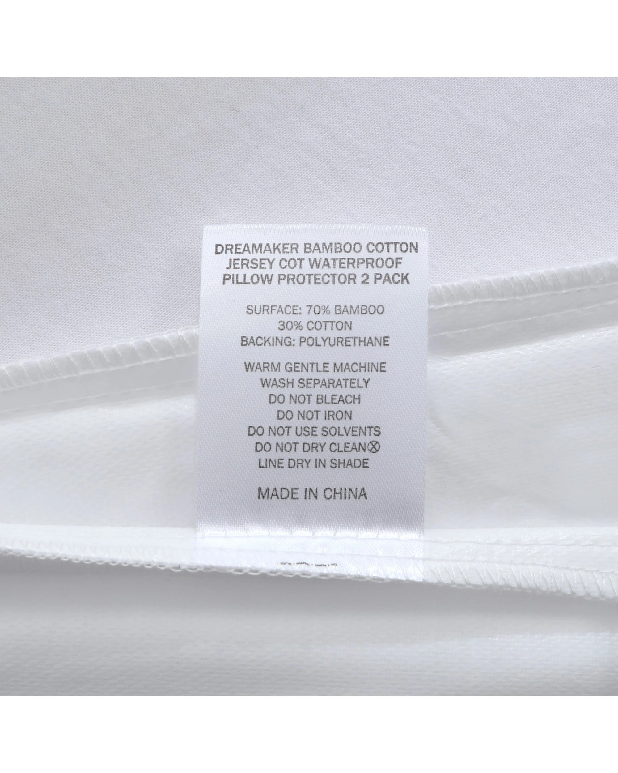4 Dreamaker Baby Bamboo Cotton Jersey Waterproof Pillow Protector 2 Pack - COT Size - White, 4 of 5