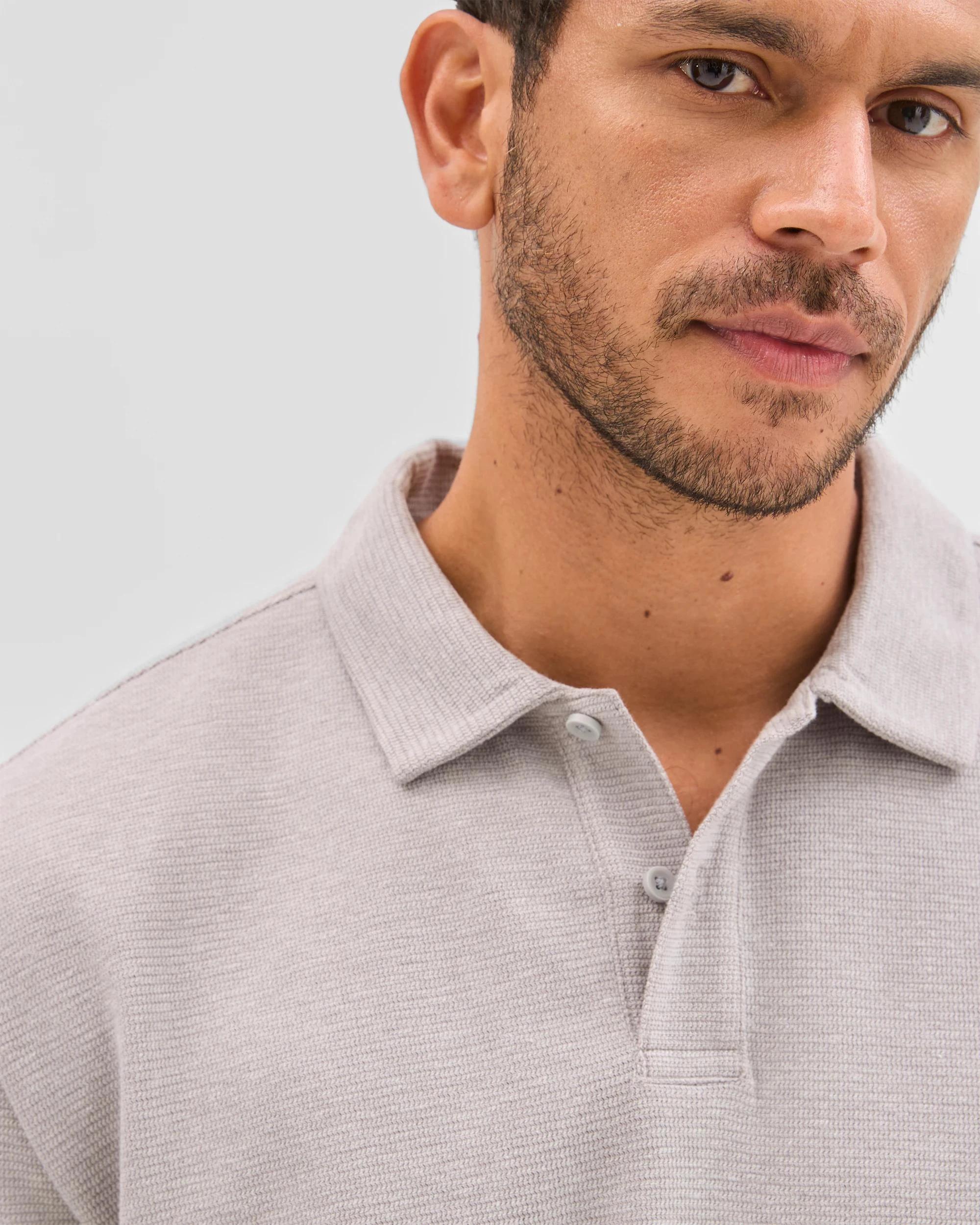 2 Target Australian Cotton Textured Fashion Polo Top LIGHT GREY, 2 of 5