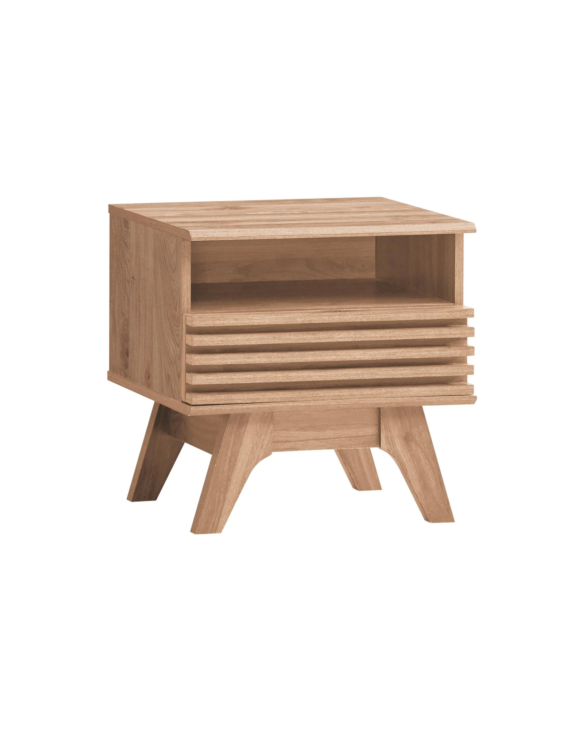1 Kodu Bedside Unit Side Table Nightstand 1 Drawer Oak - Natural, 1 of 5