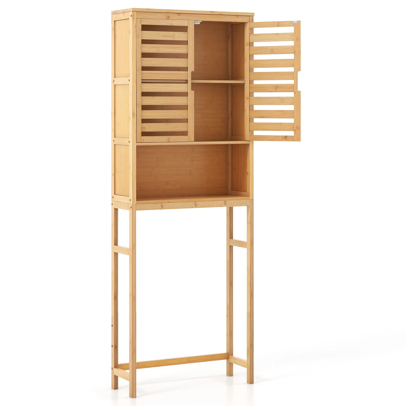 1 Costway 3-Tier Bamboo Over Toilet Storage Cabinet Bathroom Space Saver Organizer, 1 of 4