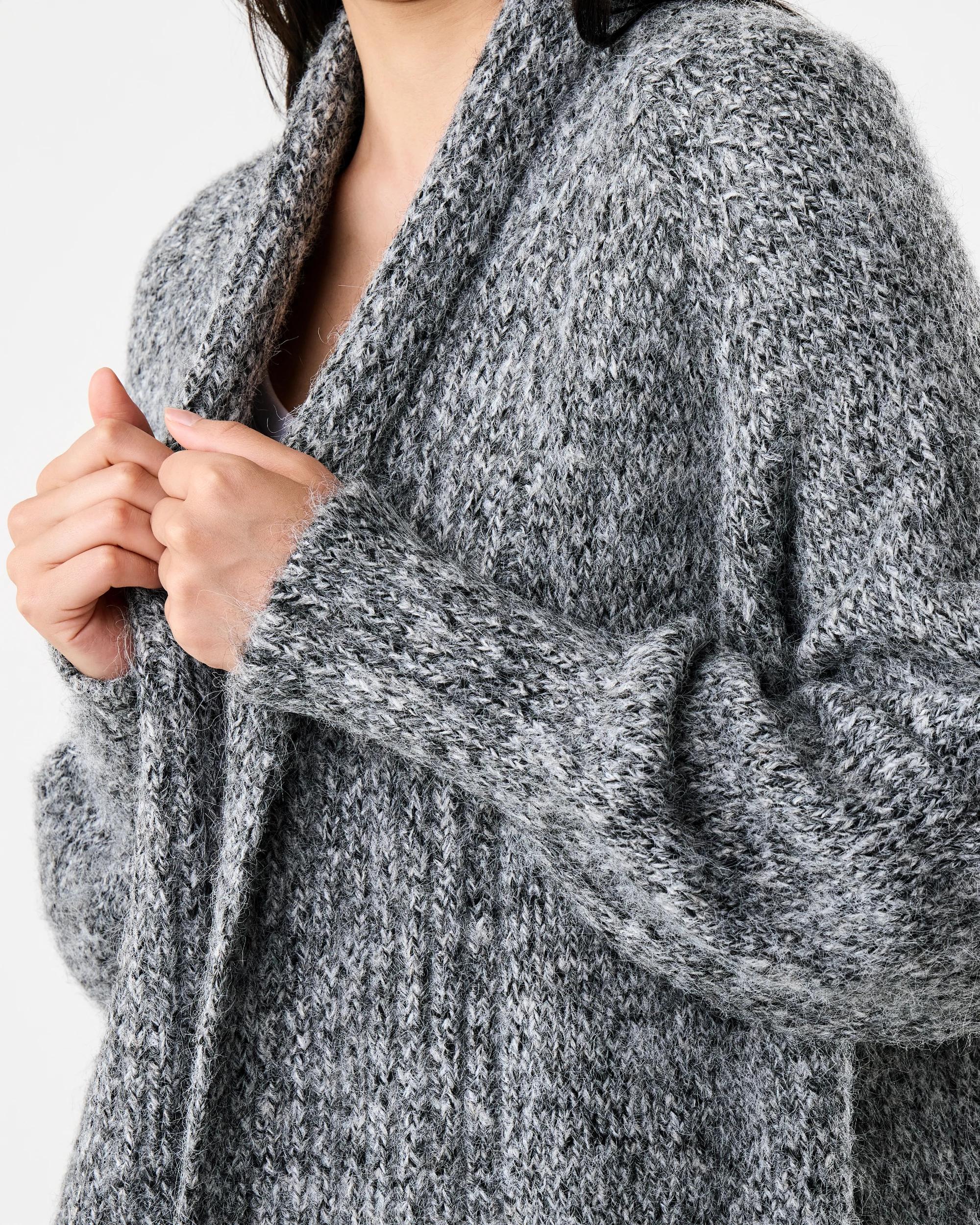 8 Balloon Sleeve Longline Cardigan Grey Marle, 8 of 8