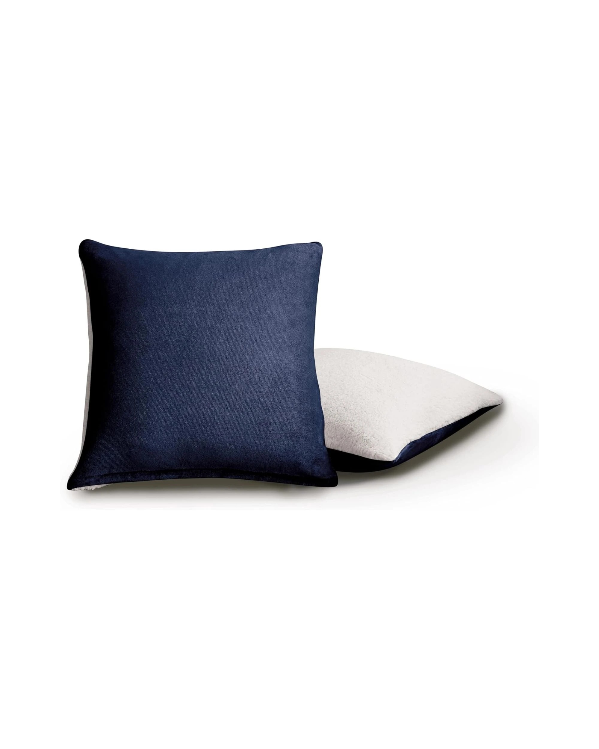 1 Gioia Casa 2-Pack Teddy Sherpa European Pillowcases Reversible Velvet - Navy Blue, 1 of 7