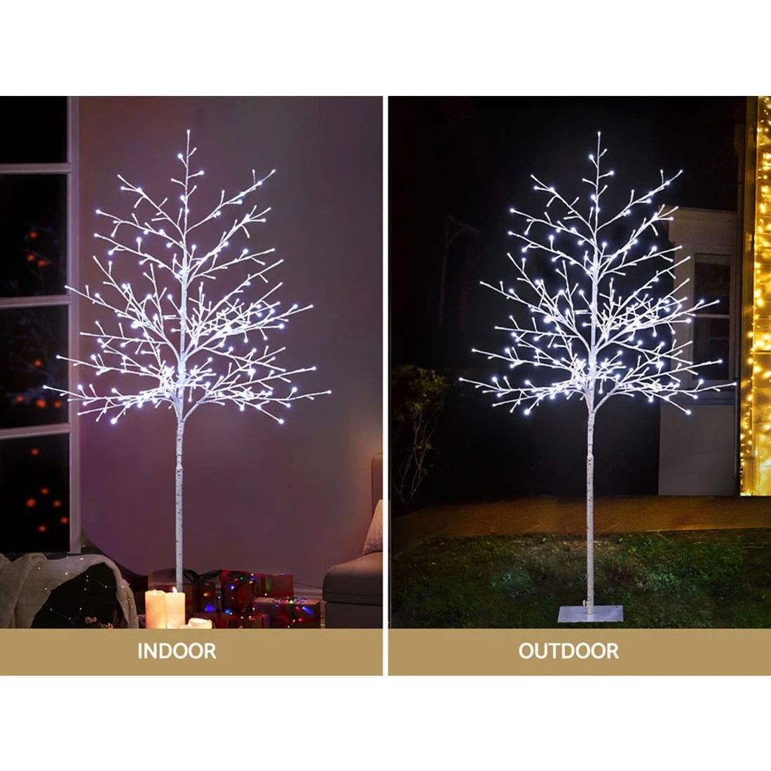 6 Jingle Jollys Solar Christmas Tree 1.5m Twigs 304 Led Lights Xmas Tree Lush Foliage Sturdy Stand Easy Assembly - White, 6 of 7