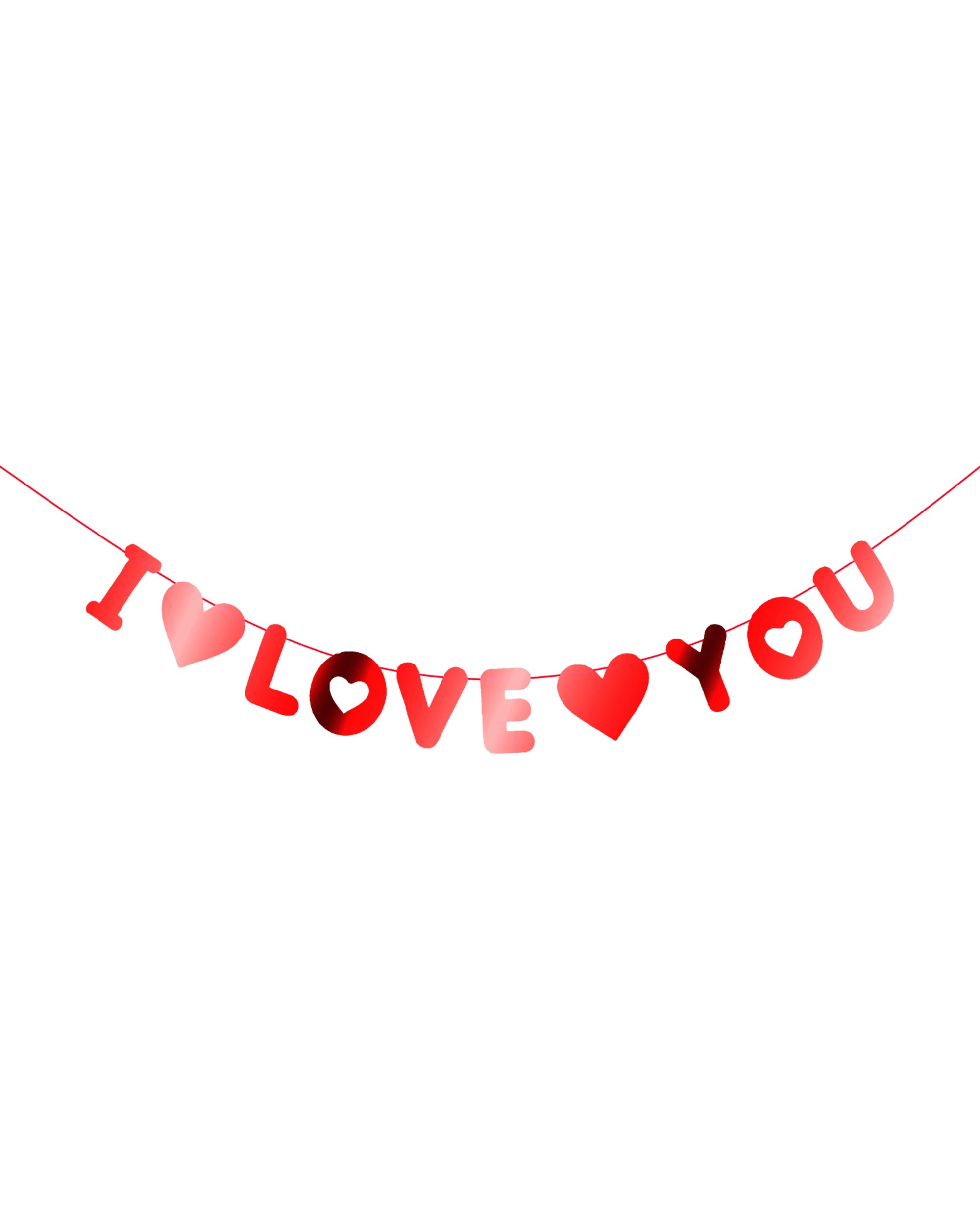 1 JD Party I Love You Letter Banner 5m - Red, 1 of 3