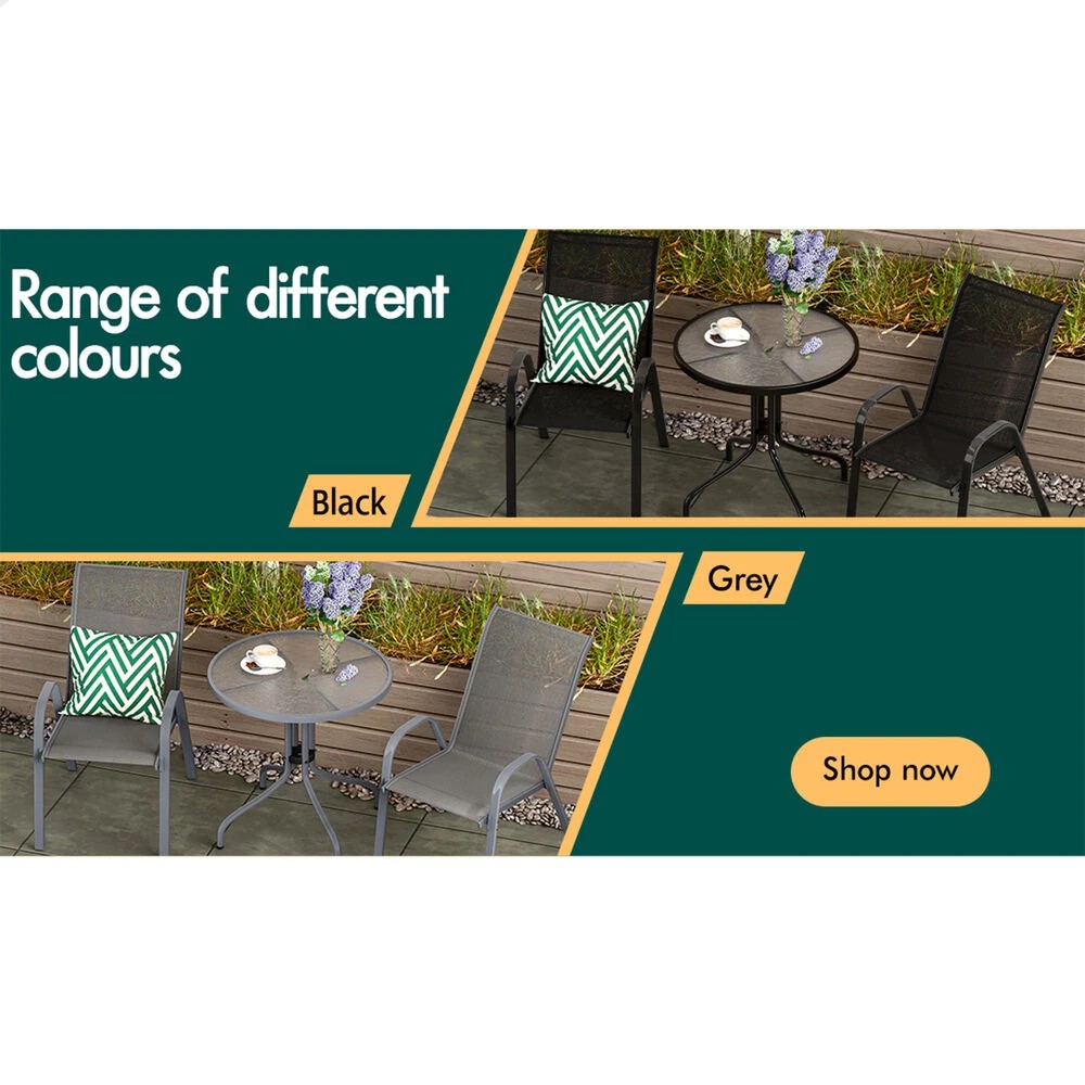 10 Alfordson 3PCS Outdoor Furniture Patio Table and Chairs Set Garden Round - Grey, 10 of 10